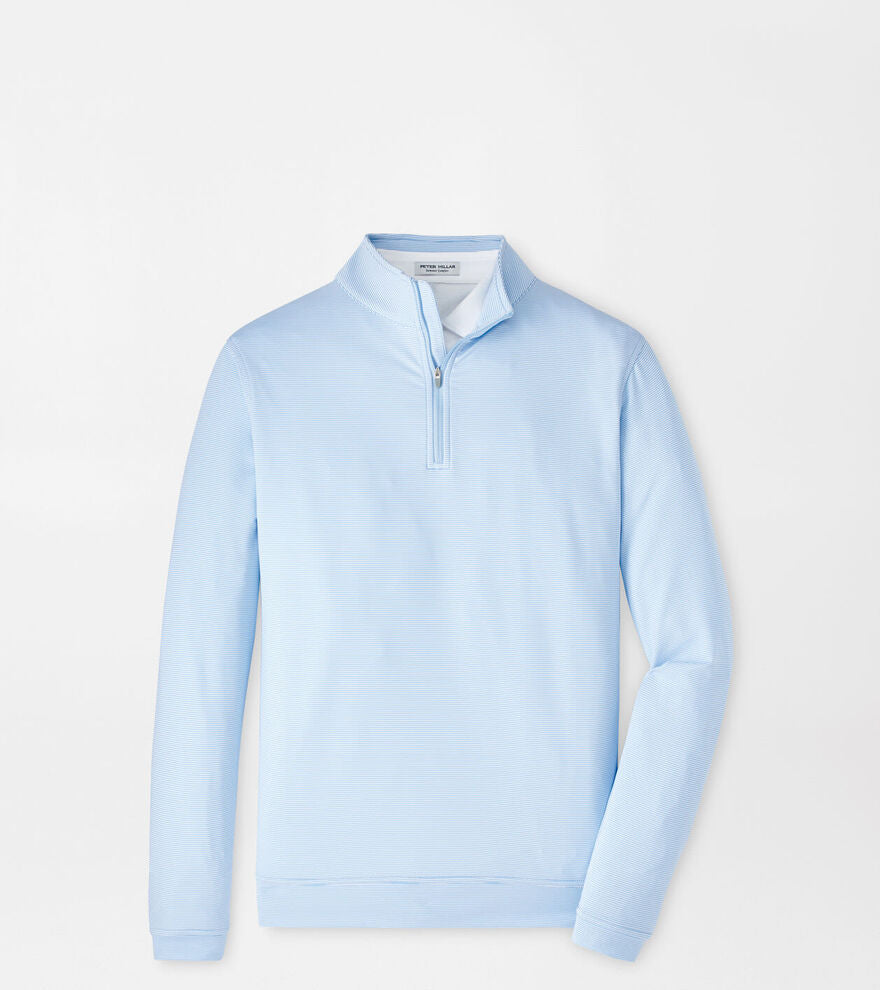 PERTH SUGAR STRIPE PERFORMANCE QUARTER-ZIP COTTAGE BLUE/WHITE