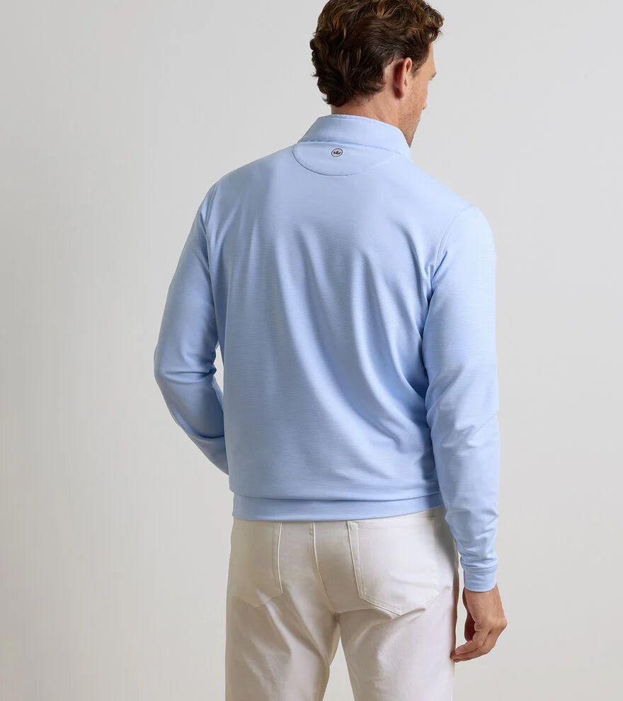 PERTH SUGAR STRIPE PERFORMANCE QUARTER-ZIP COTTAGE BLUE/WHITE