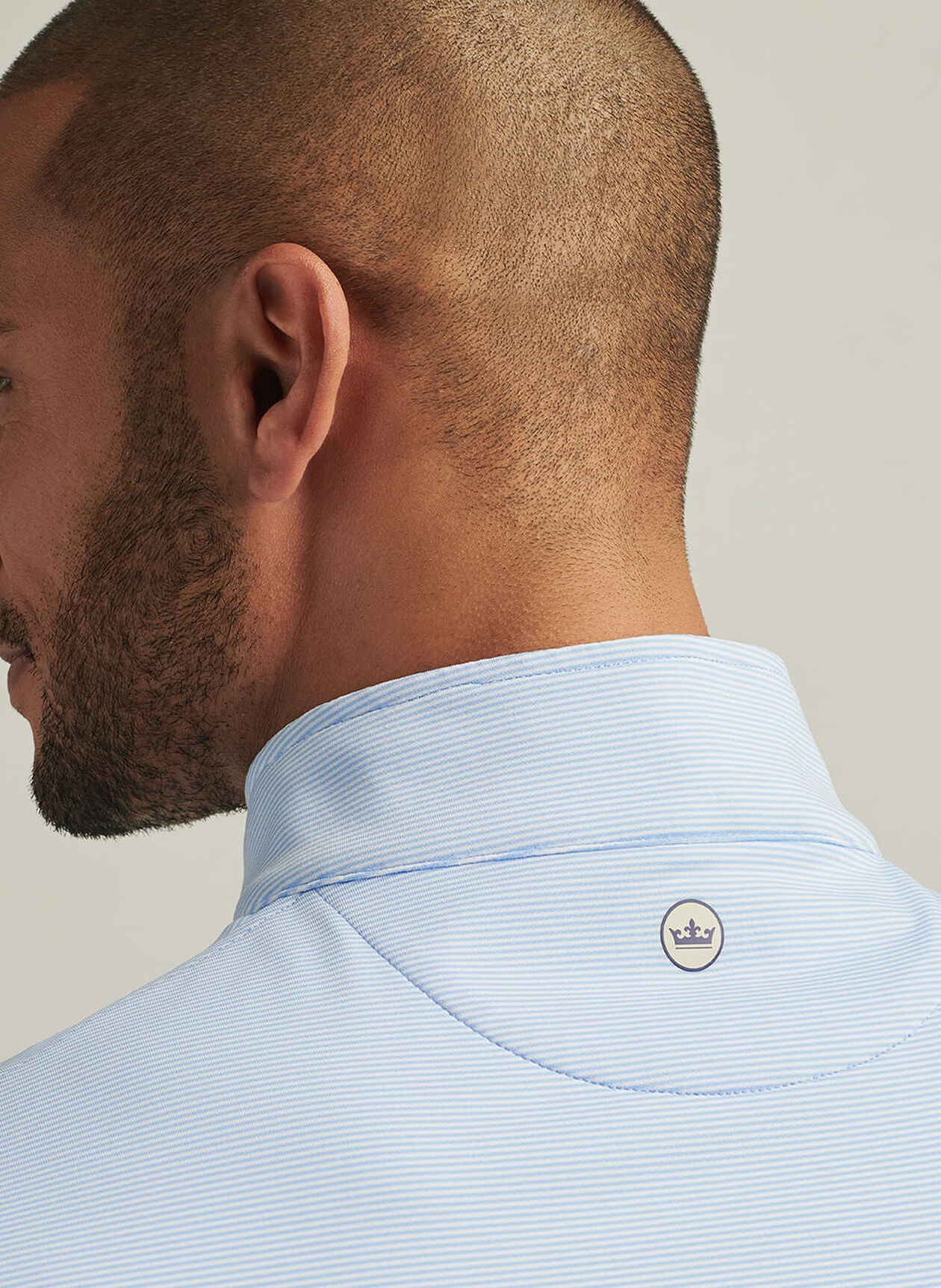 PERTH SUGAR STRIPE PERFORMANCE QUARTER-ZIP COTTAGE BLUE/WHITE