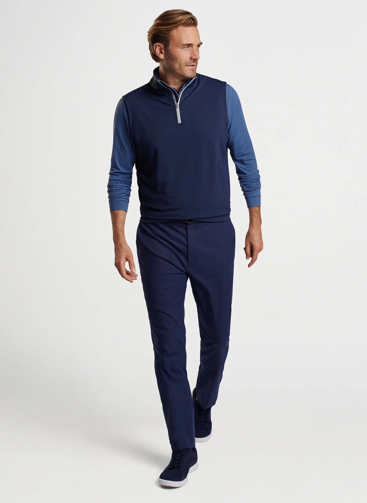 GALWAY STRETCH LOOP TERRY QUARTER-ZIP VEST NAVY