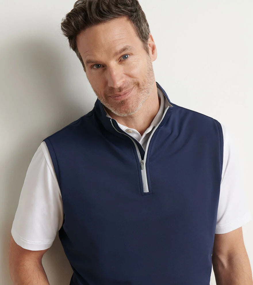 GALWAY STRETCH LOOP TERRY QUARTER-ZIP VEST NAVY