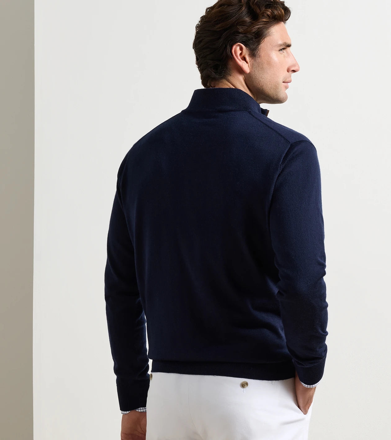 Autumn Crest Suede Trim Quarter-Zip Navy