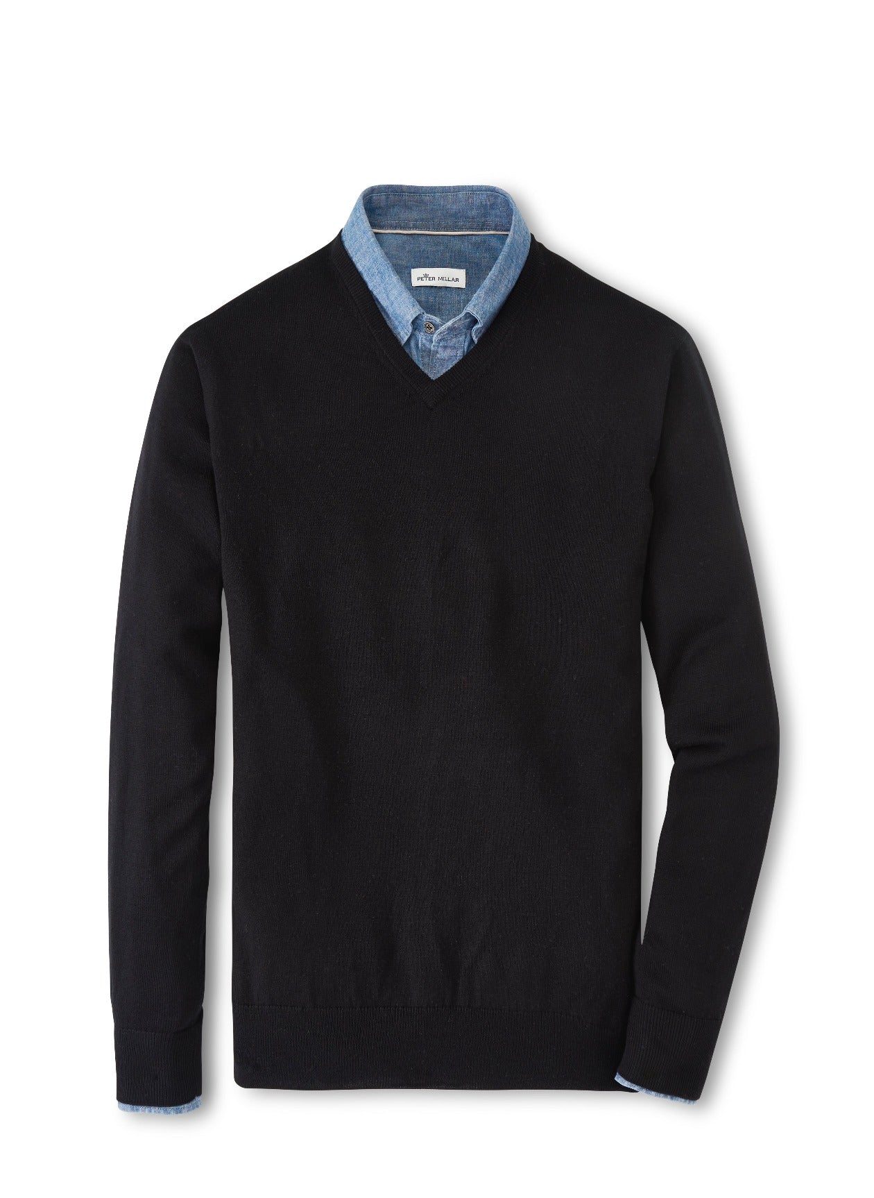 CROWN SOFT MERINO-SILK V-NECK SWEATER BLACK