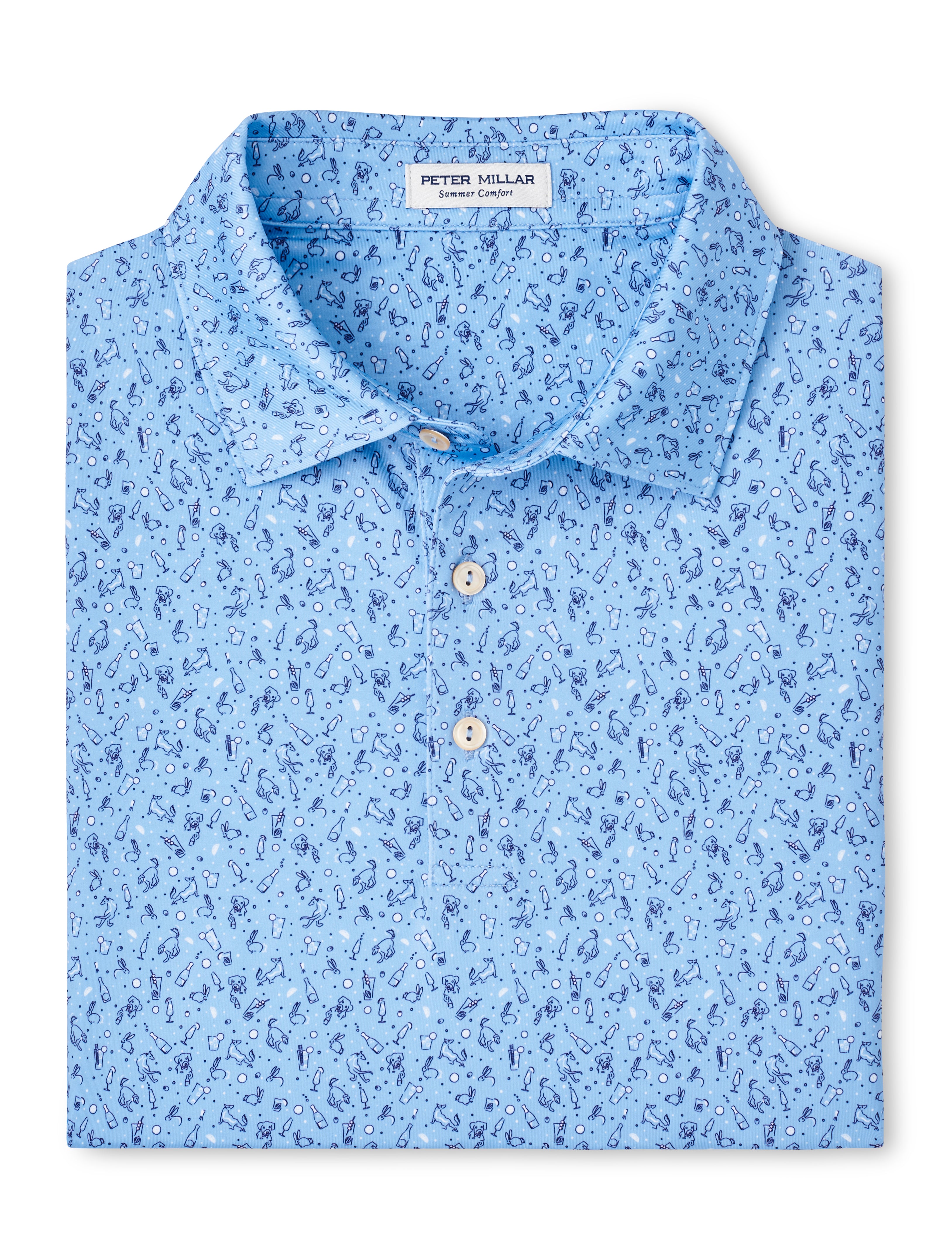 HAIR OF THE DOG PERFORMANCE JERSEY POLO SEAN SELF COLLAR COTTAGE BLUE