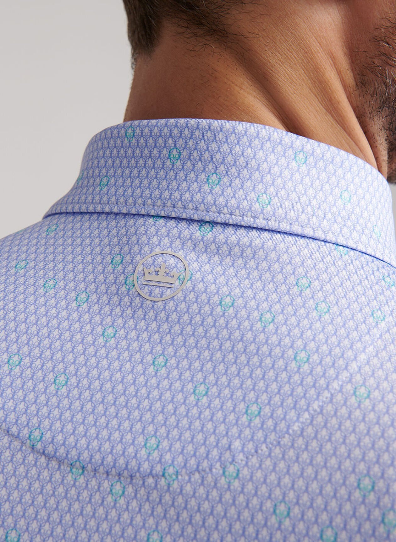 Geo Skull Performance Jersey Polo White