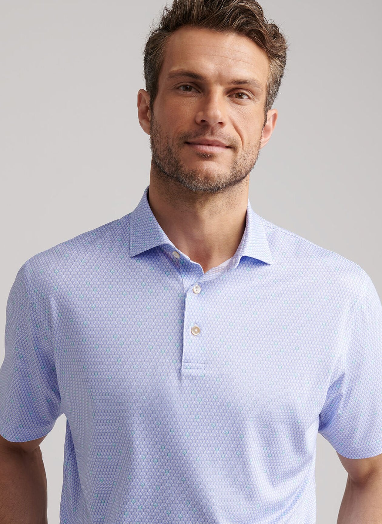 Geo Skull Performance Jersey Polo White