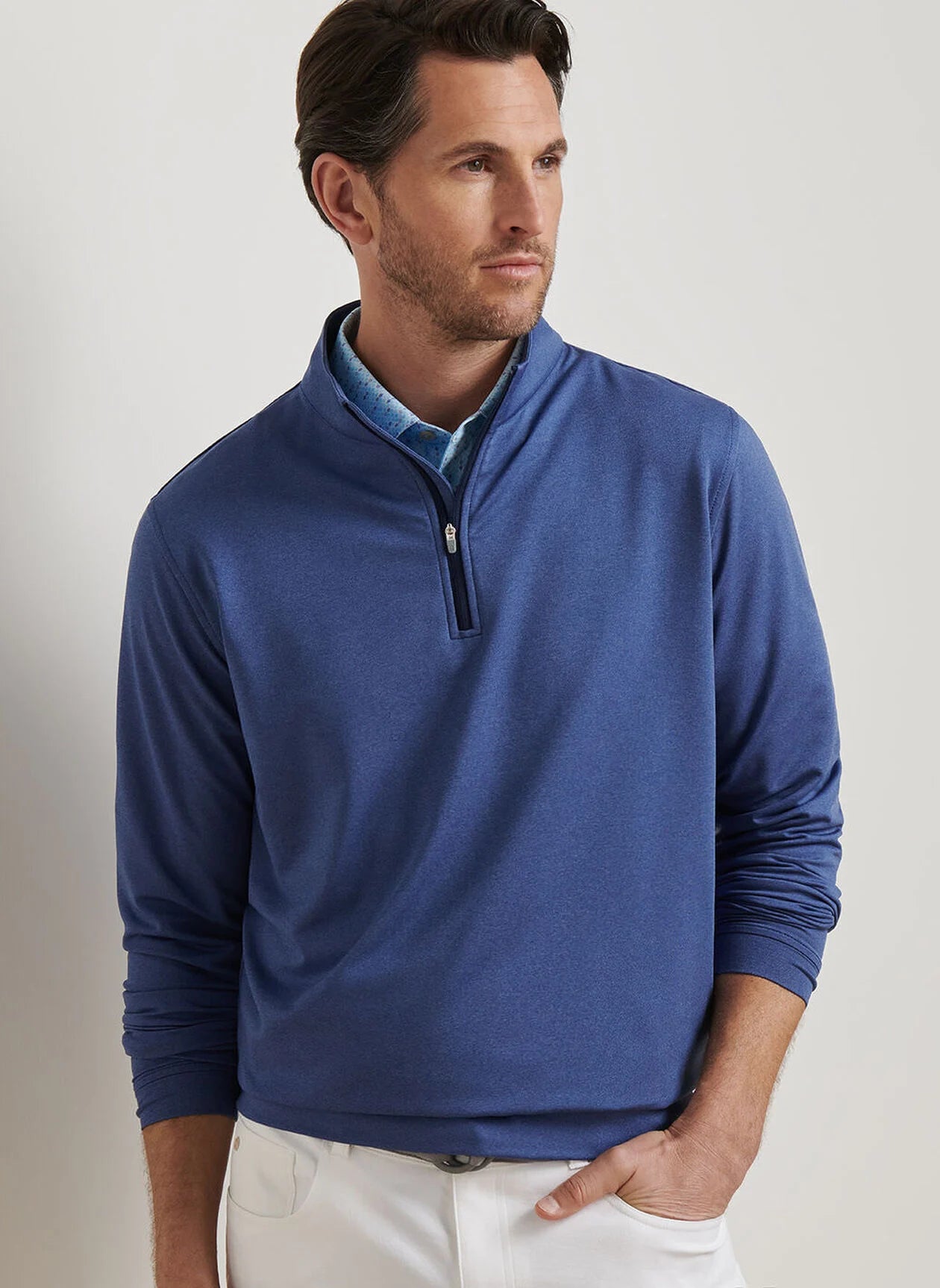 Perth Mélange Performance Quarter-Zip SPORT NAVY