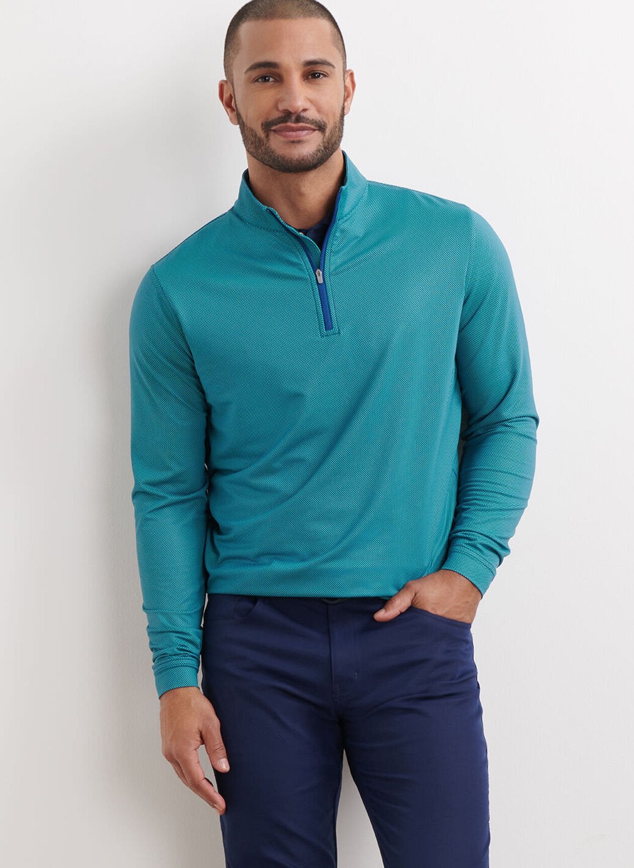 Perth Birdseye Performance Quarter-Zip Sport Navy