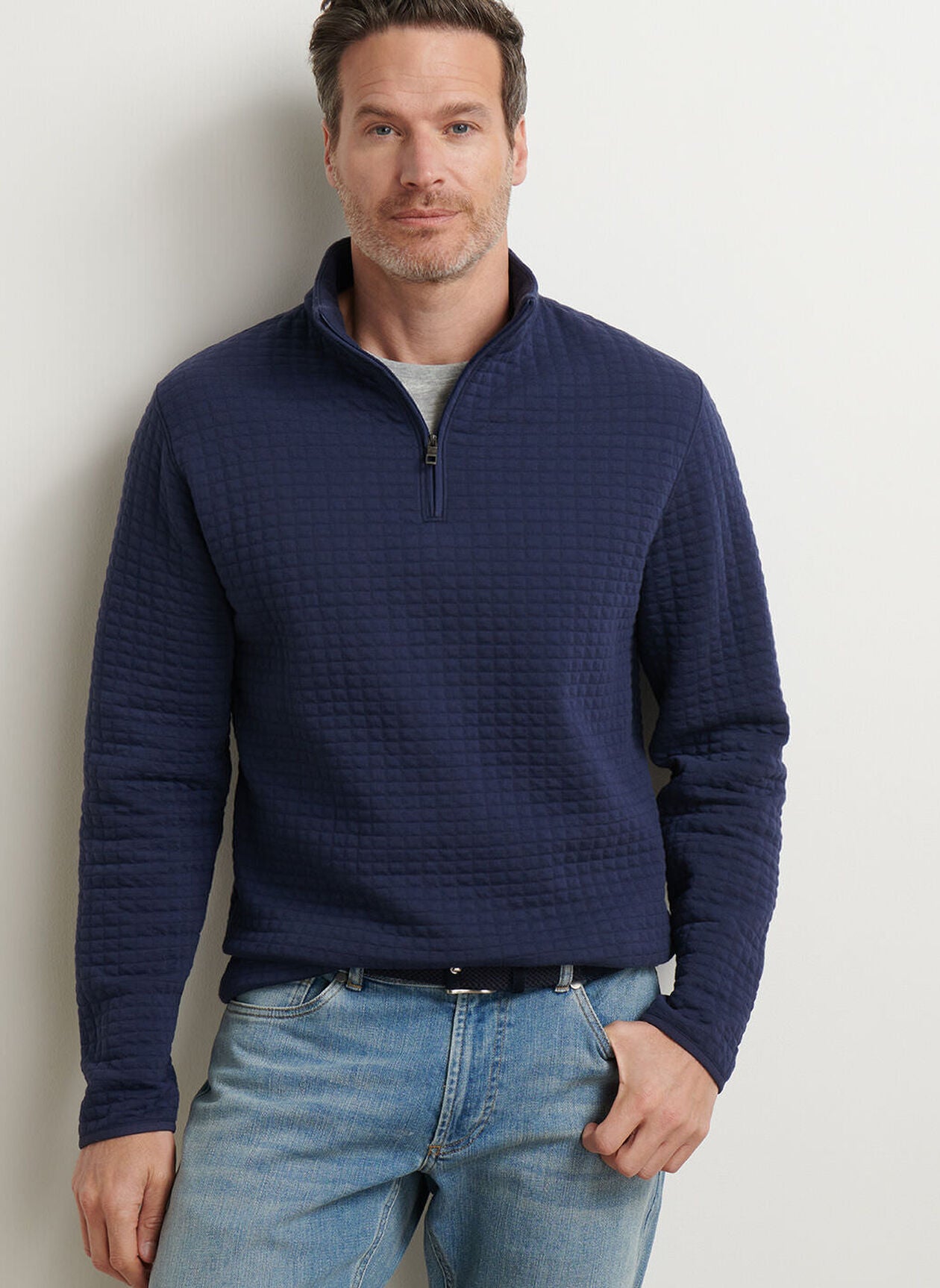 Quad Quilted Quarter-Zip Navy
