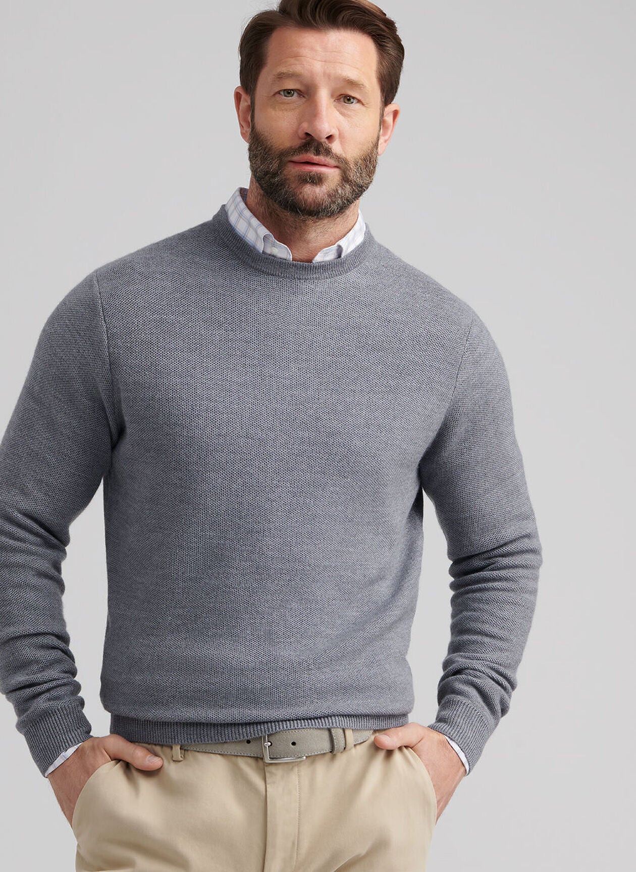 Autumn Crest Honeycomb Crewneck Sweater Gale Grey