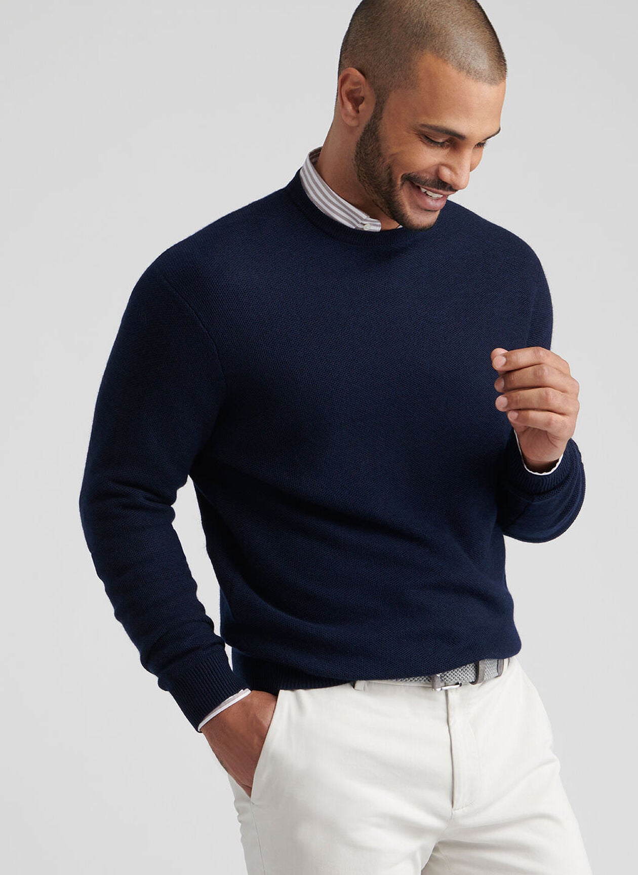 Autumn Crest Honeycomb Crewneck Sweater Navy