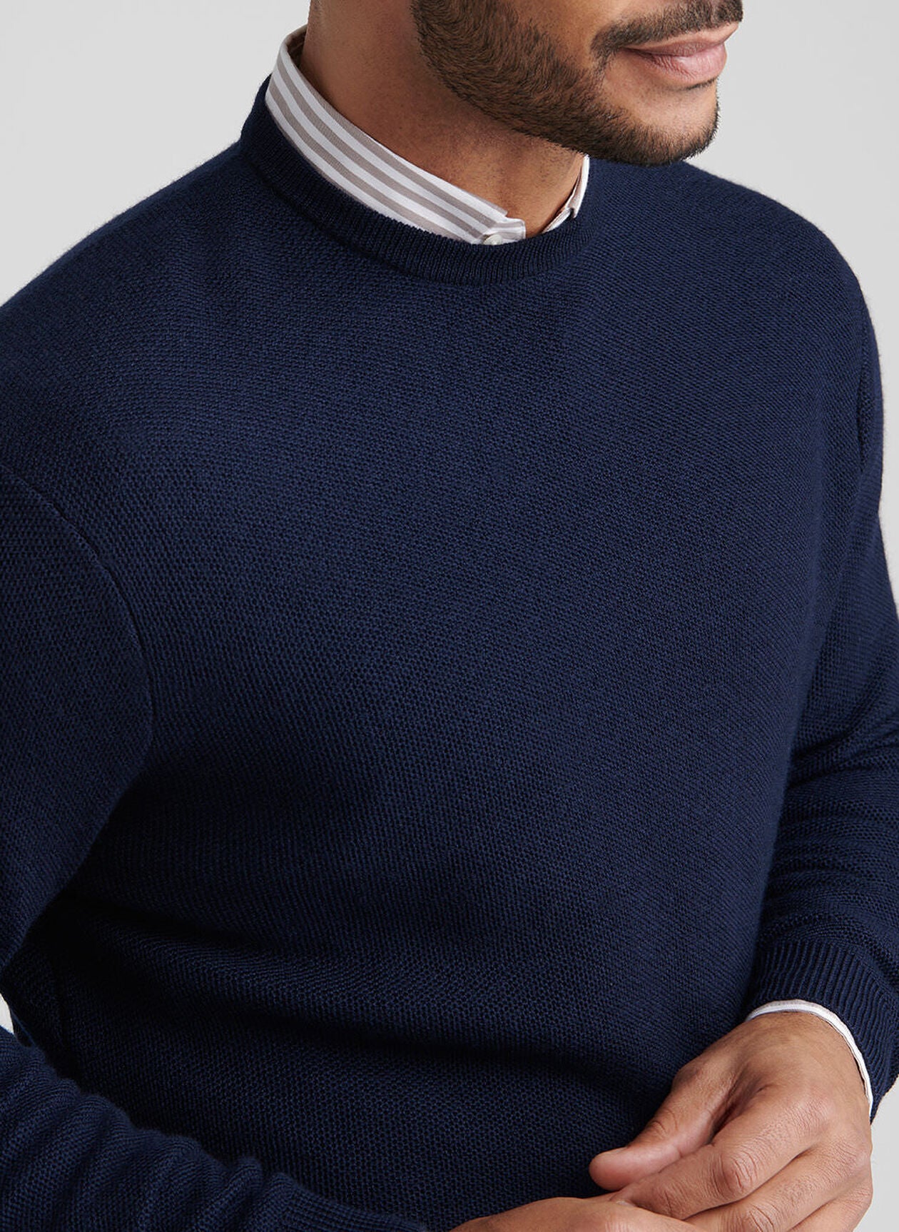Autumn Crest Honeycomb Crewneck Sweater Navy