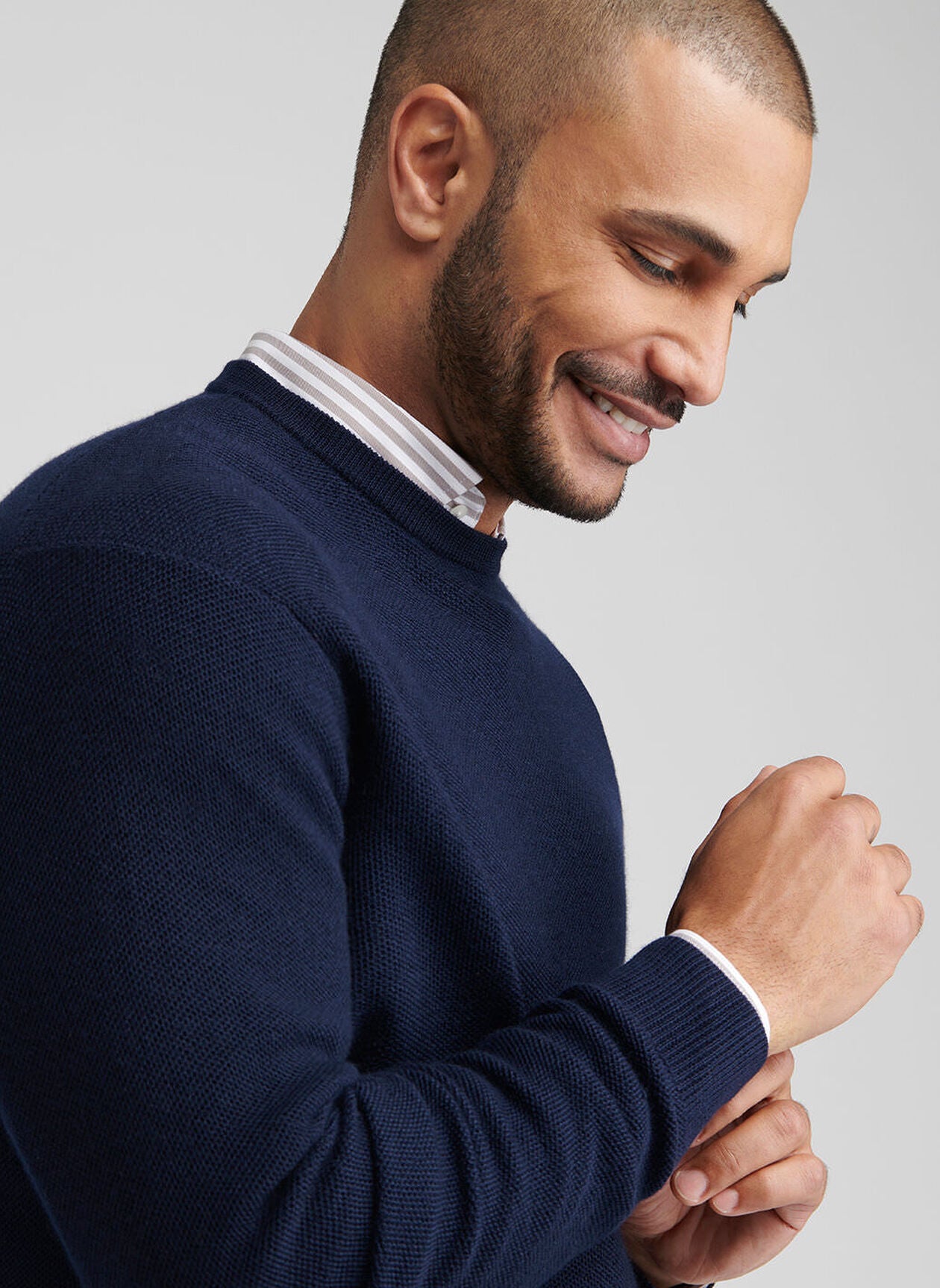 Autumn Crest Honeycomb Crewneck Sweater Navy