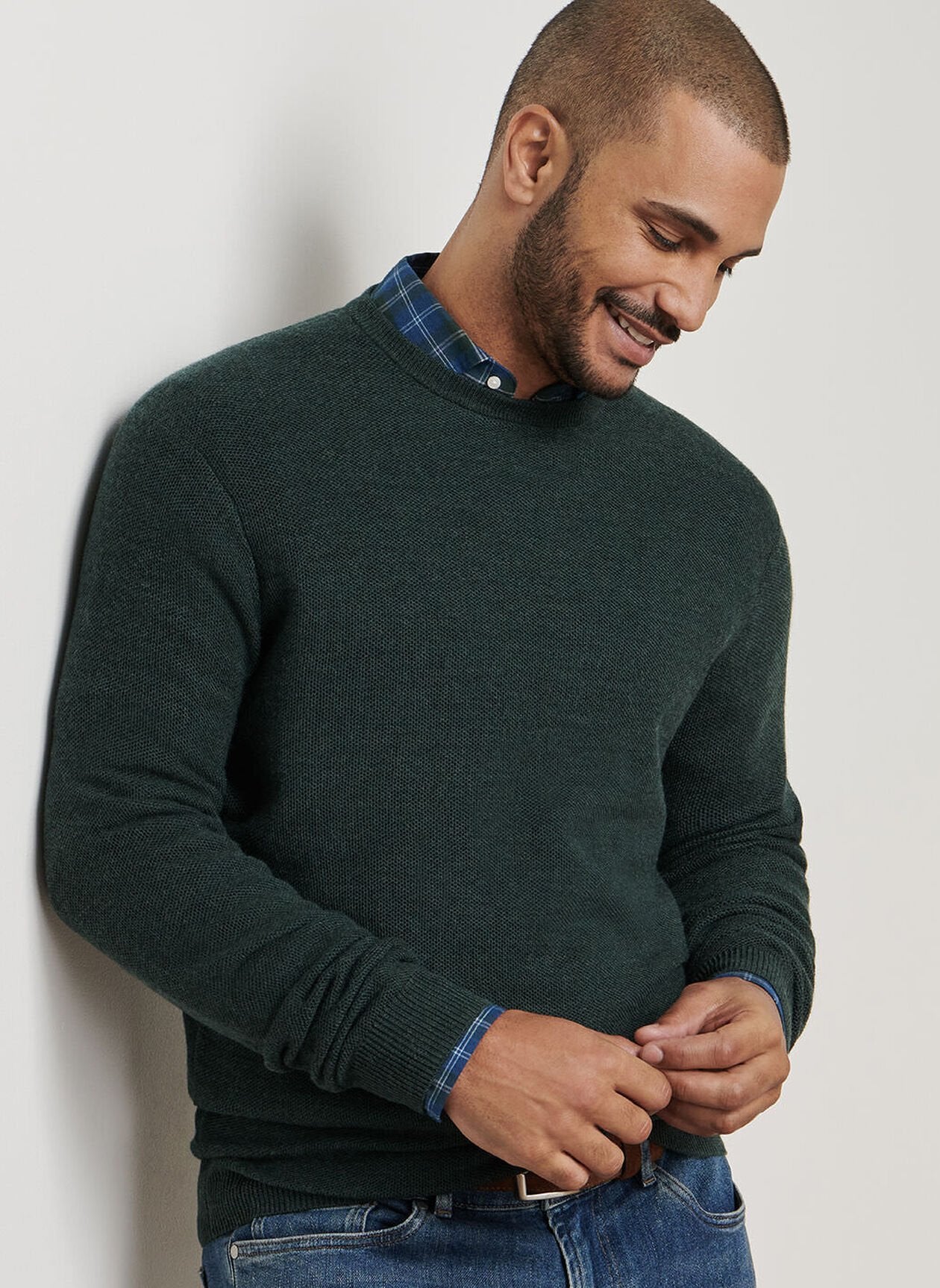 Autumn Crest Honeycomb Crewneck Sweater Nordic Pine