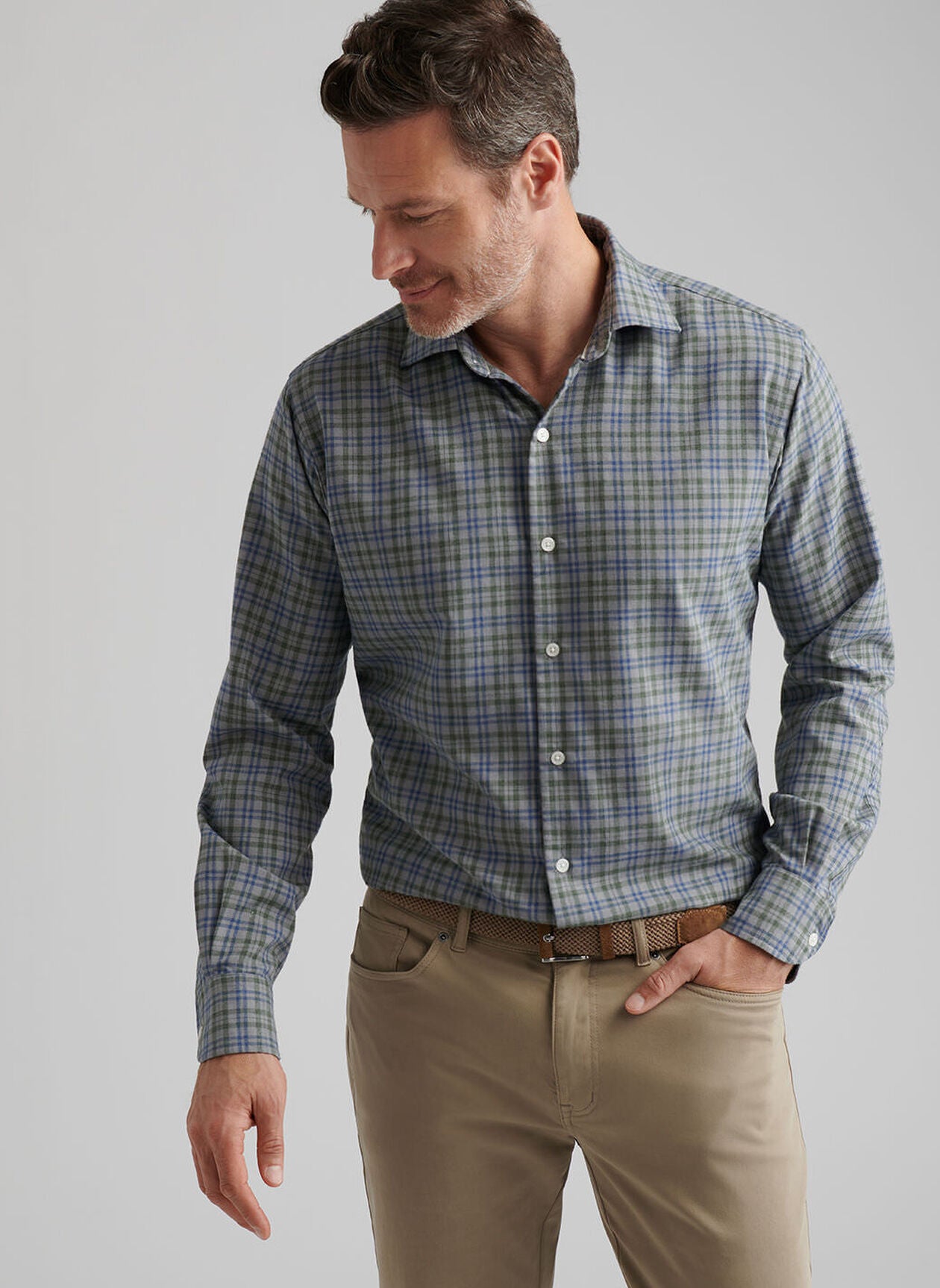 Bar Harbor Performance Flannel Sport Shirt BRITISH GREY