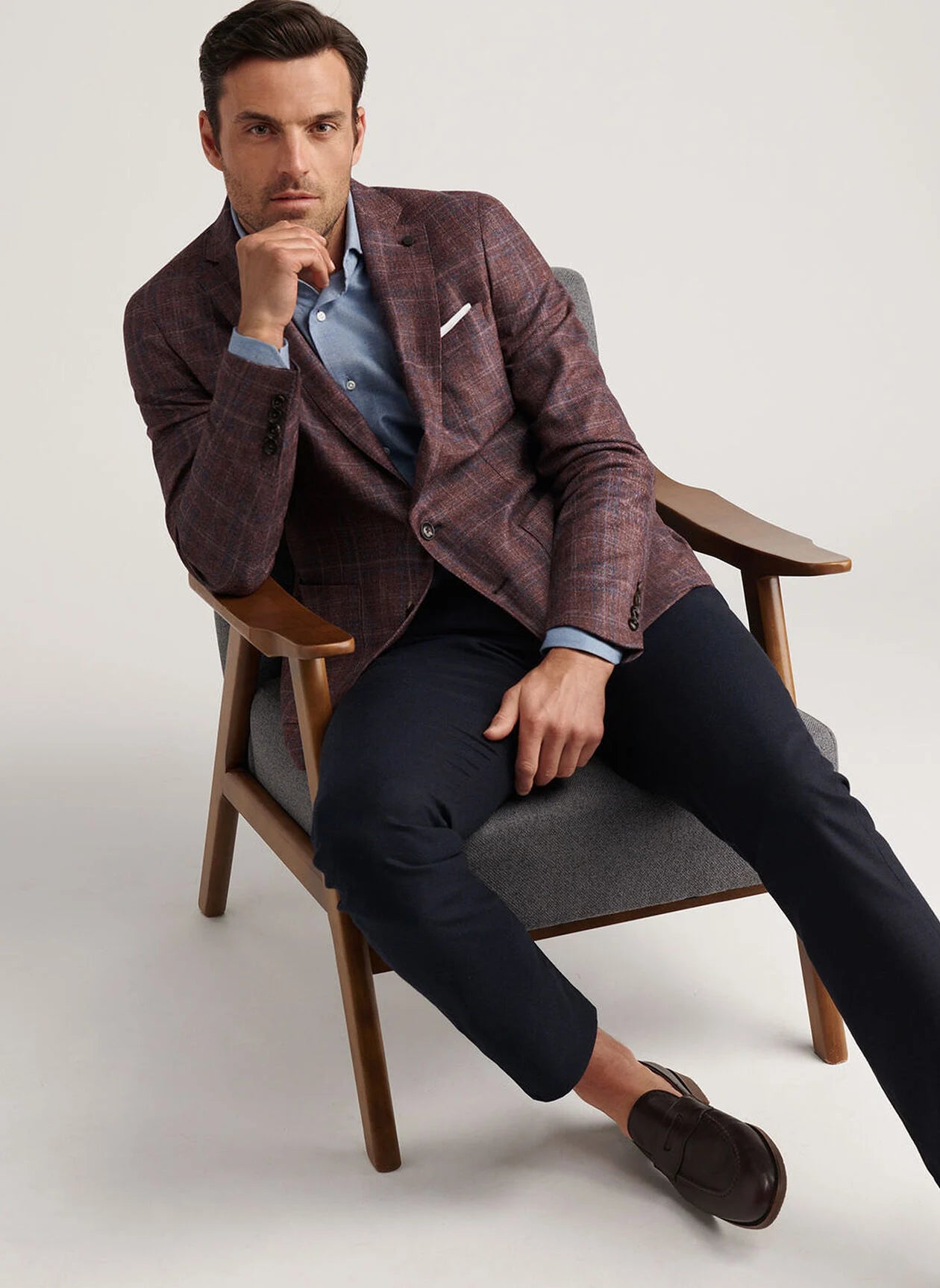 Claren Plaid Soft Jacket Garnet