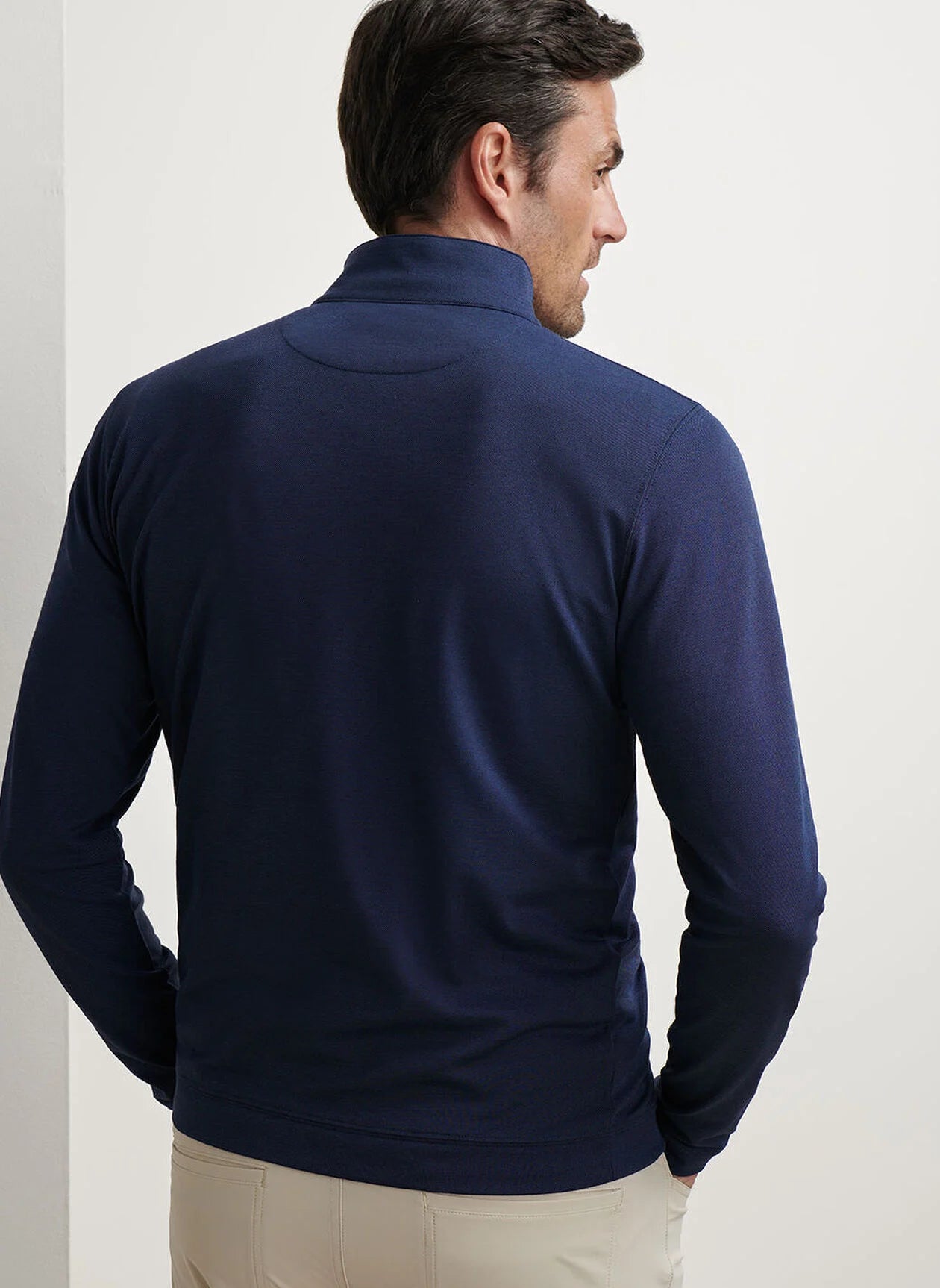 Albatross Cotton-Blend Piqué Quarter-Zip NAVY