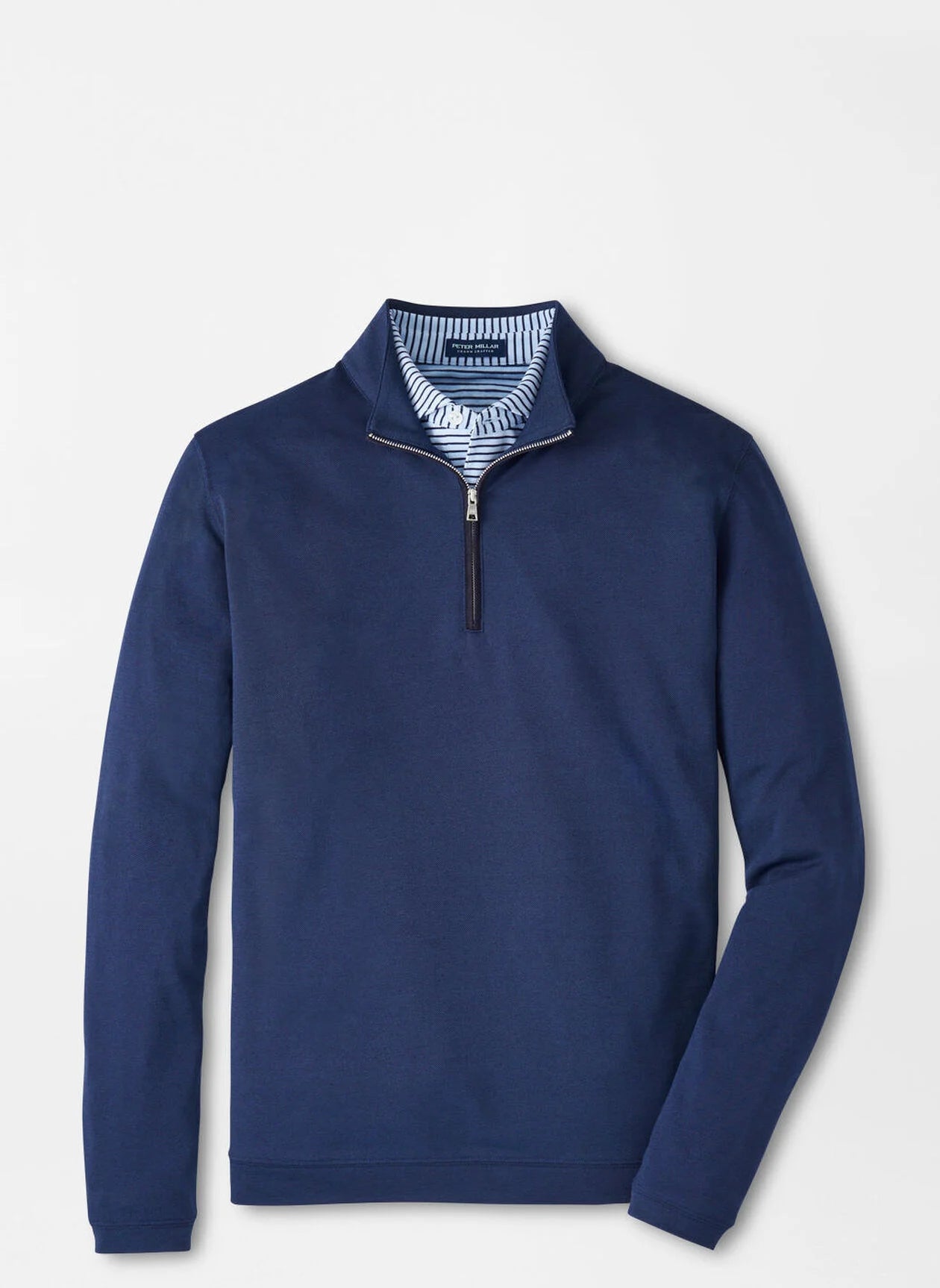 Albatross Cotton-Blend Piqué Quarter-Zip NAVY