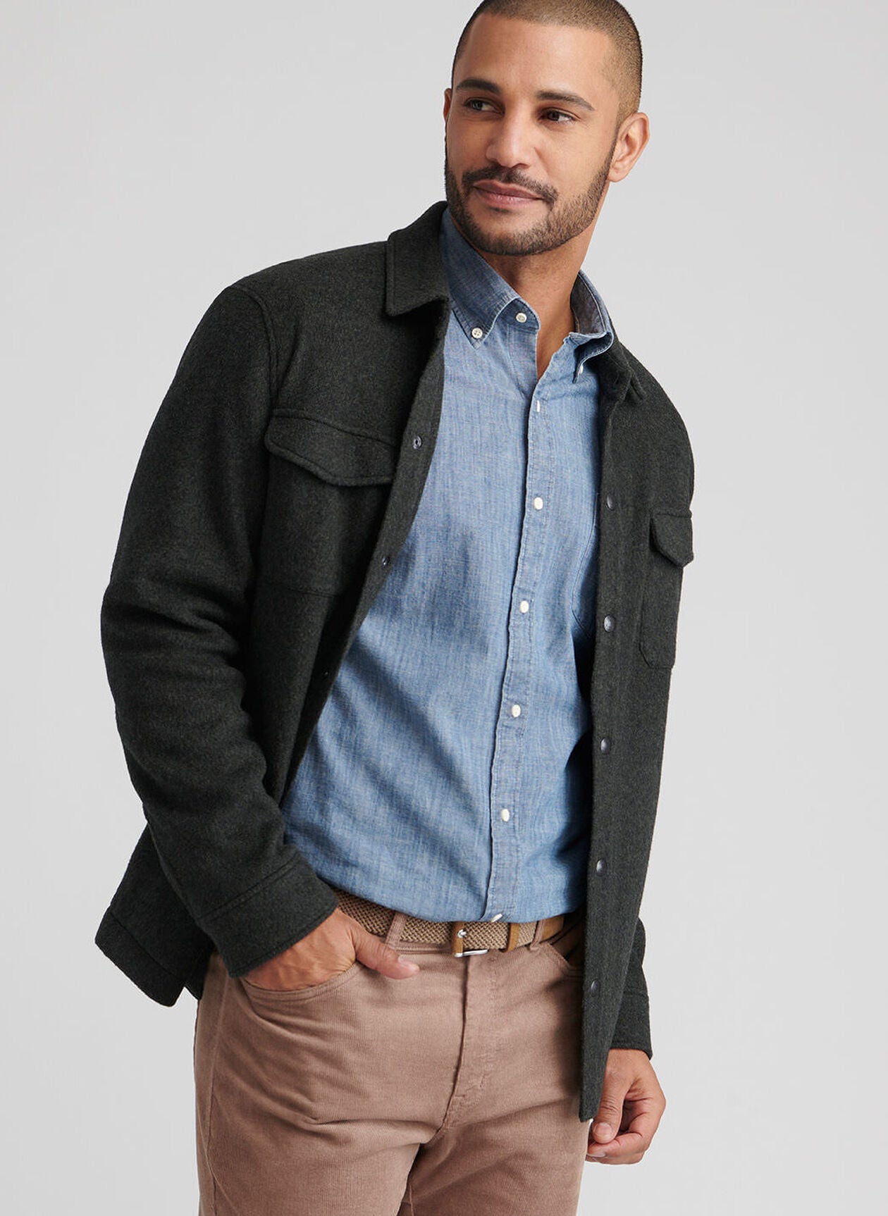 Crown Flex Merino Shirt Jacket Dark Olive