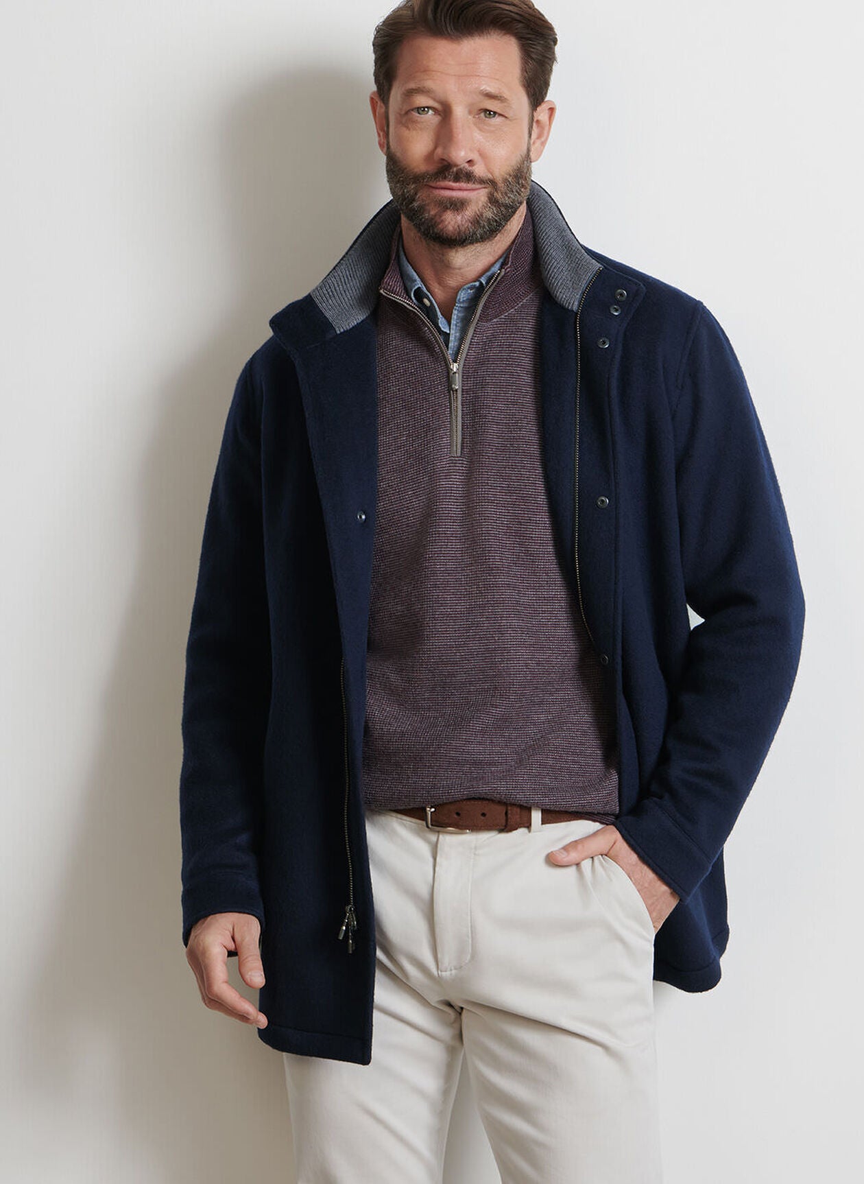 Crown Flex Merino City Coat Navy