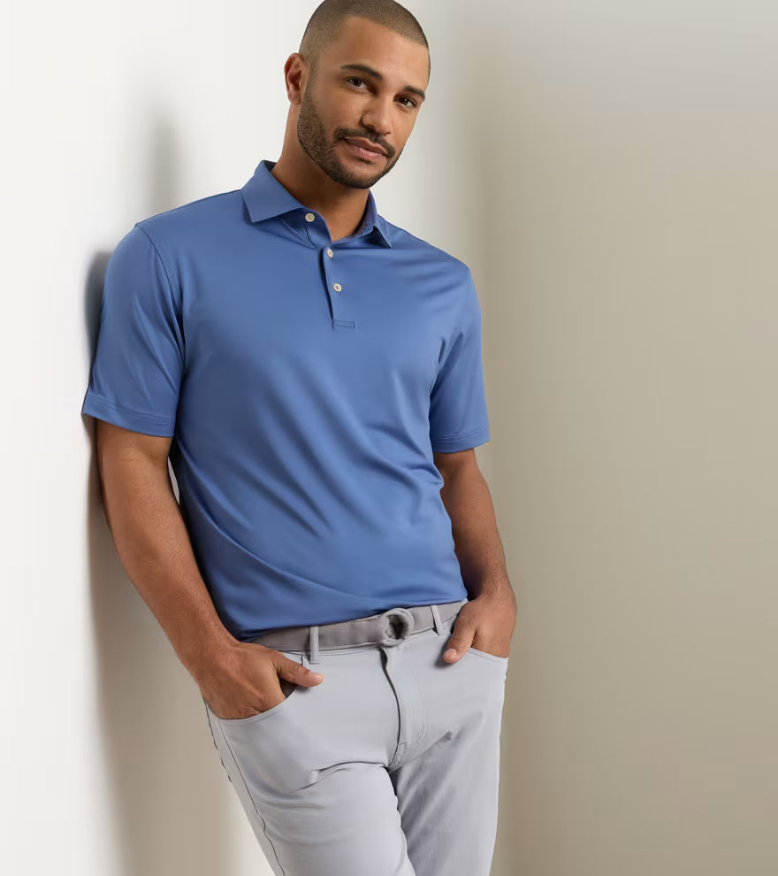 SOLID PERFORMANCE JERSEY POLO BALI BLUE