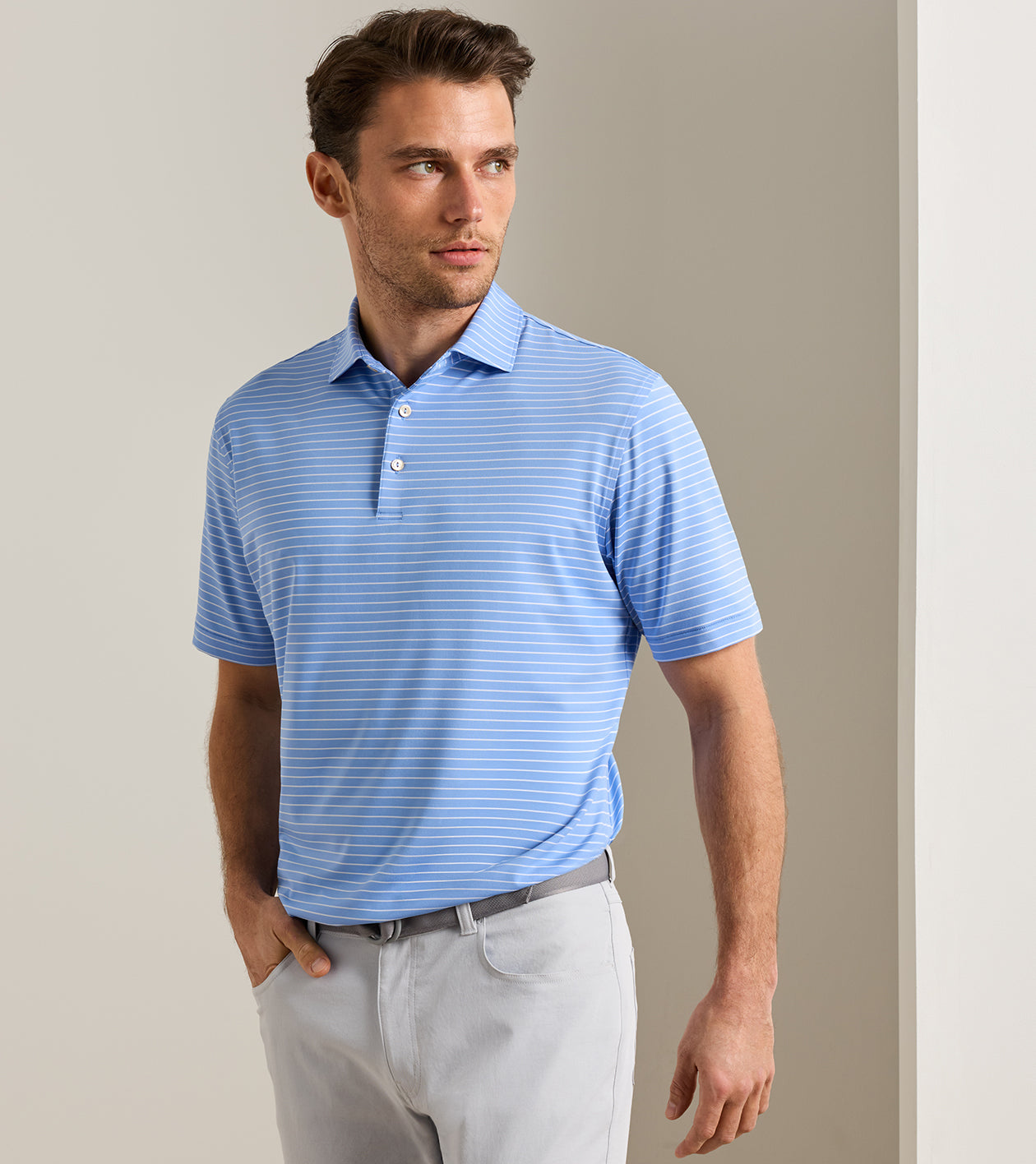 OAKS PERFORMANCE JERSEY POLO ESTATE BLUE
