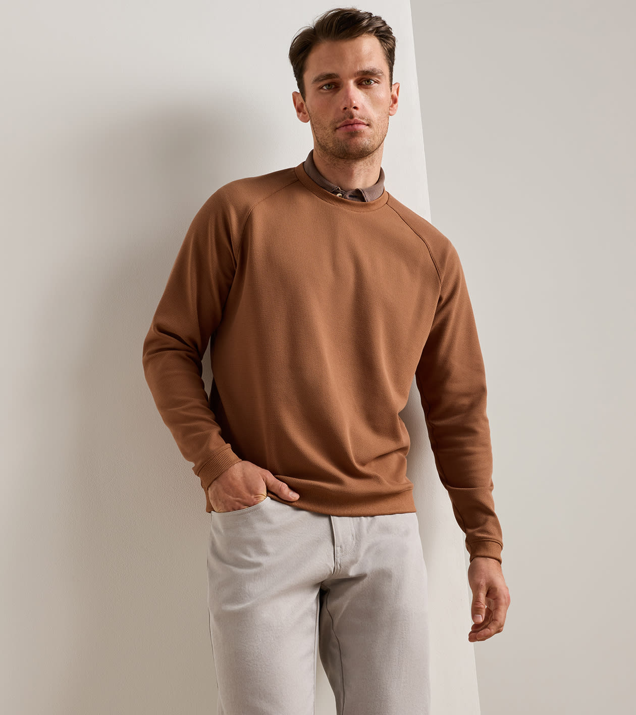 Cradle Piqué Performance Crewneck Dark Amber
