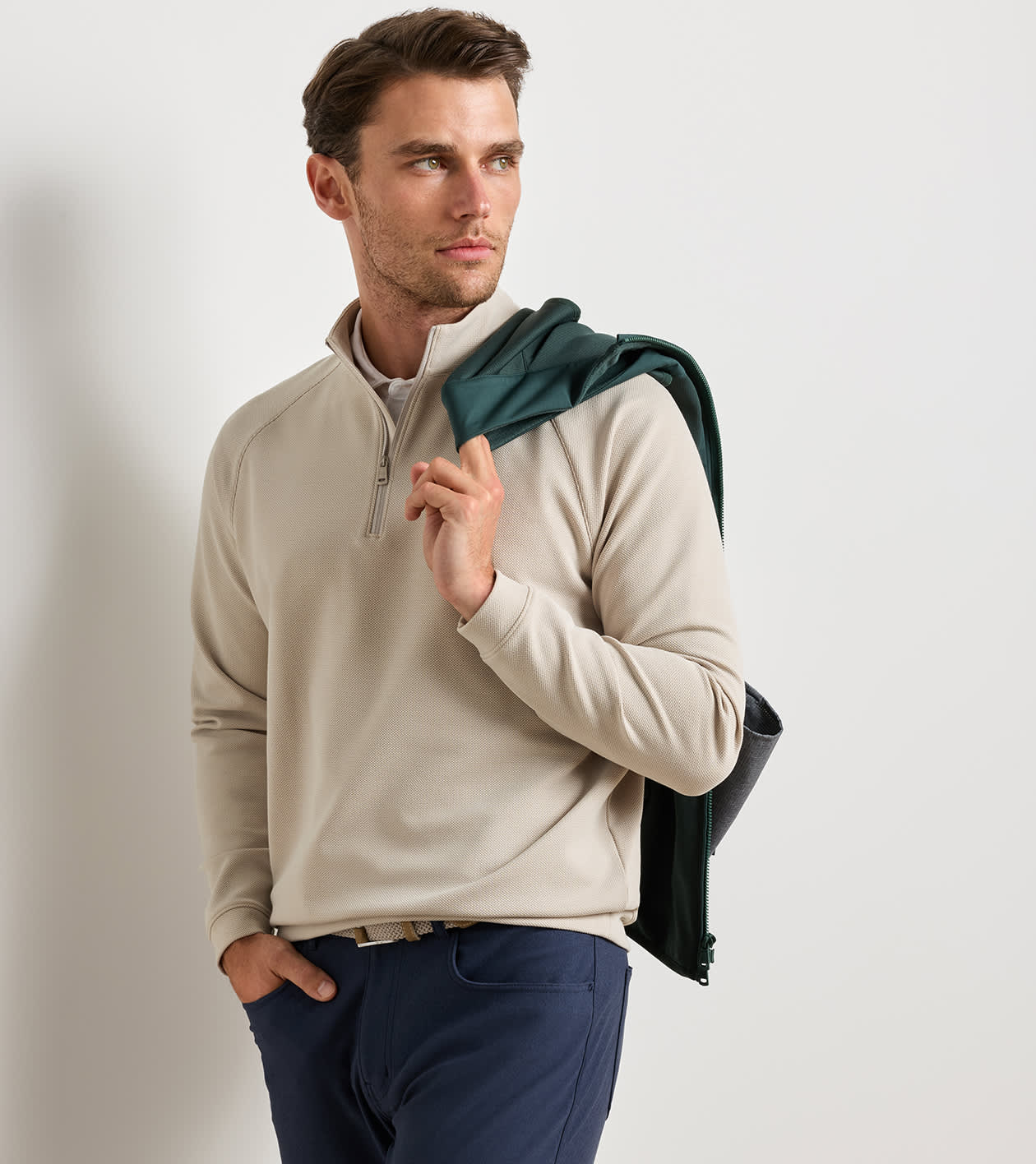 Cradle Piqué Performance Quarter-Zip Khaki