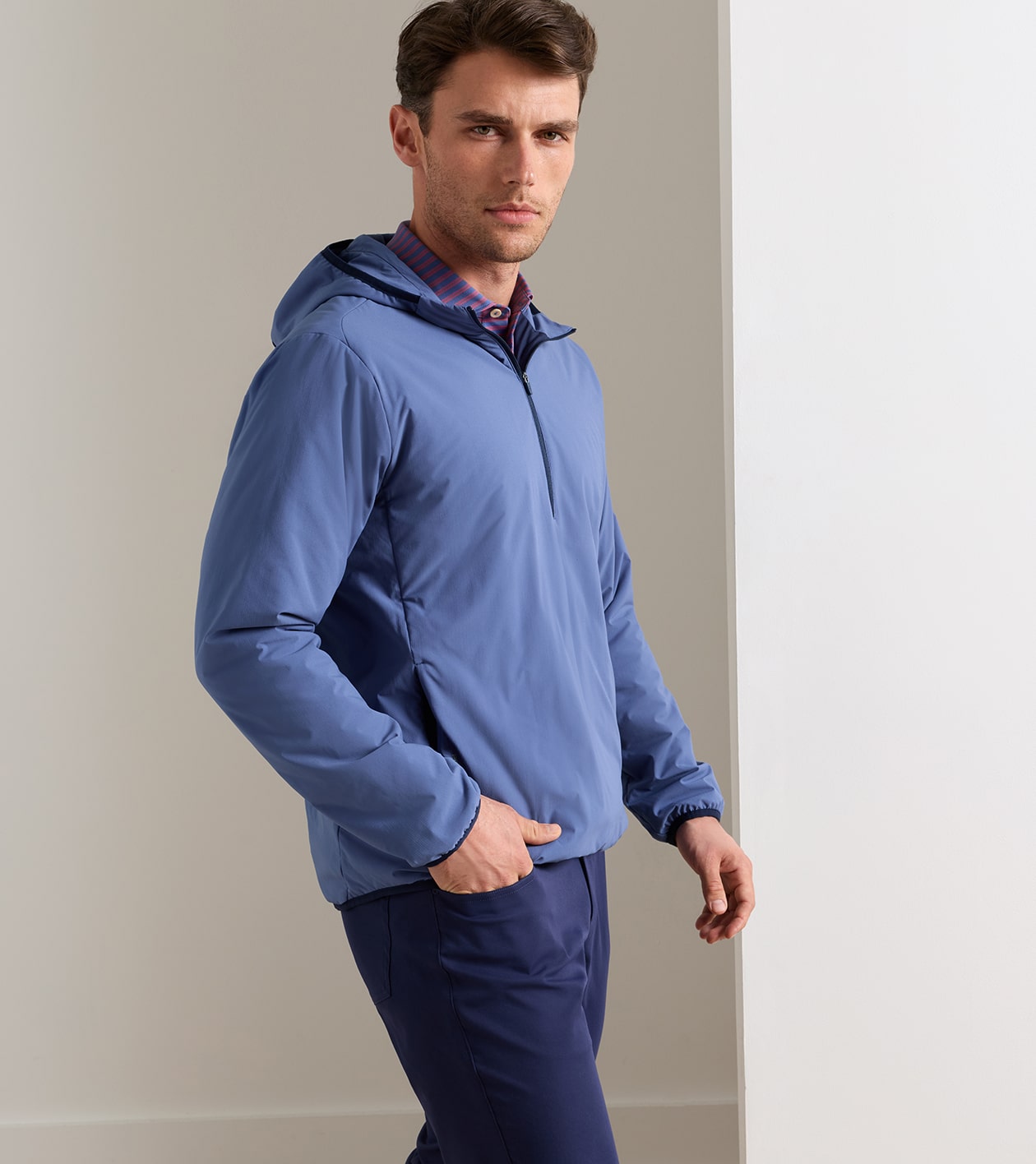 RIDGE HALF-ZIP HOODIE BALI BLUE