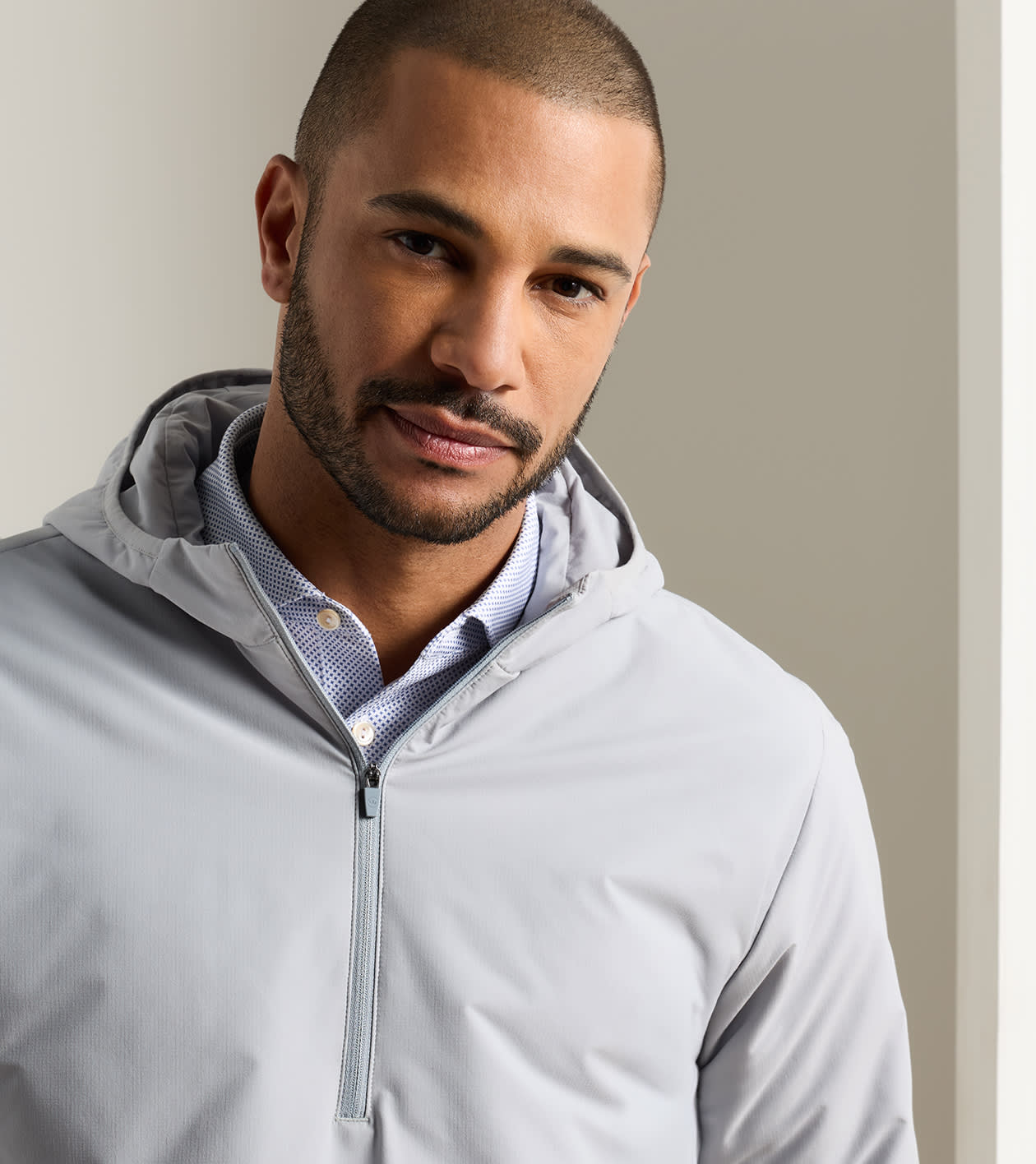 RIDGE HALF-ZIP HOODIE BRITISH GREY