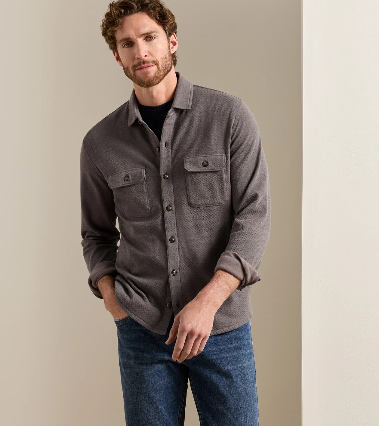Ridgeline Knit Shirt Jacket Charcoal