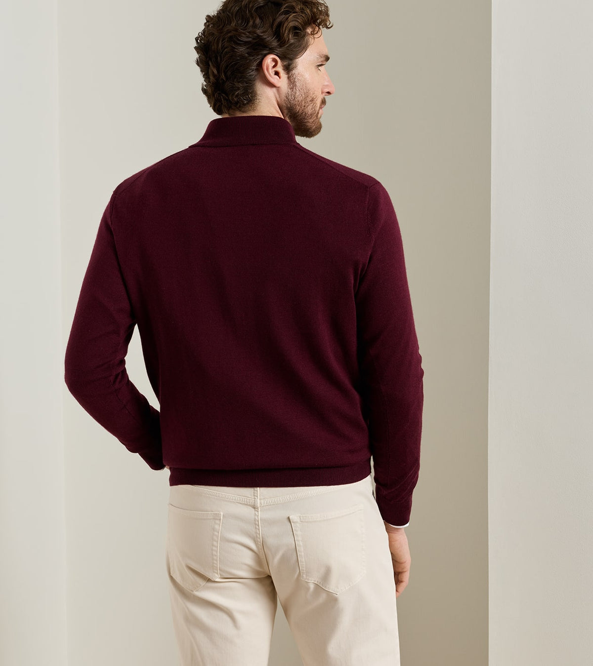 Autumn Crest Suede Trim Quarter-Zip Bordeaux