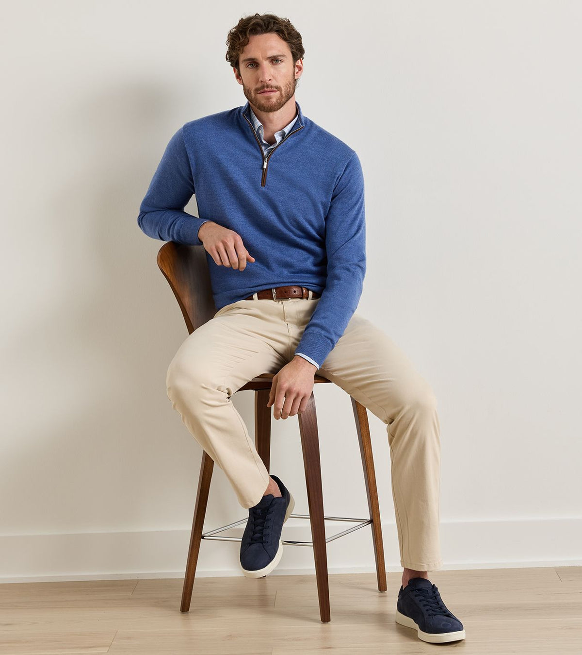 Autumn Crest Suede Trim Quarter-Zip Crown Blue