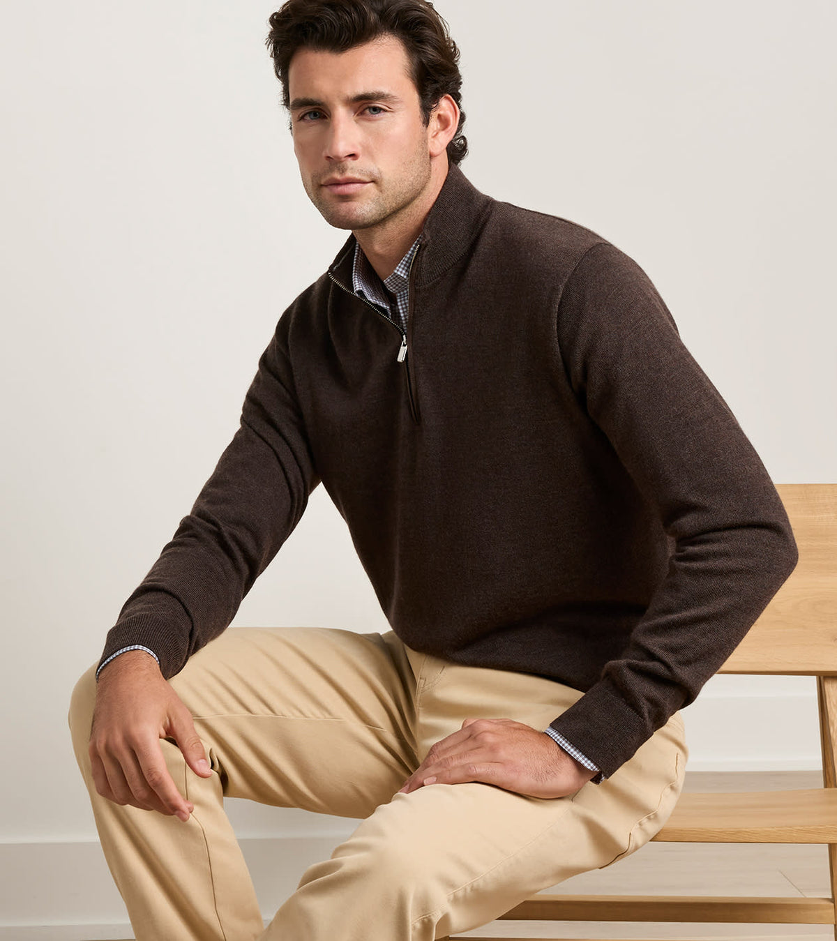Autumn Crest Suede Trim Quarter-Zip French Press