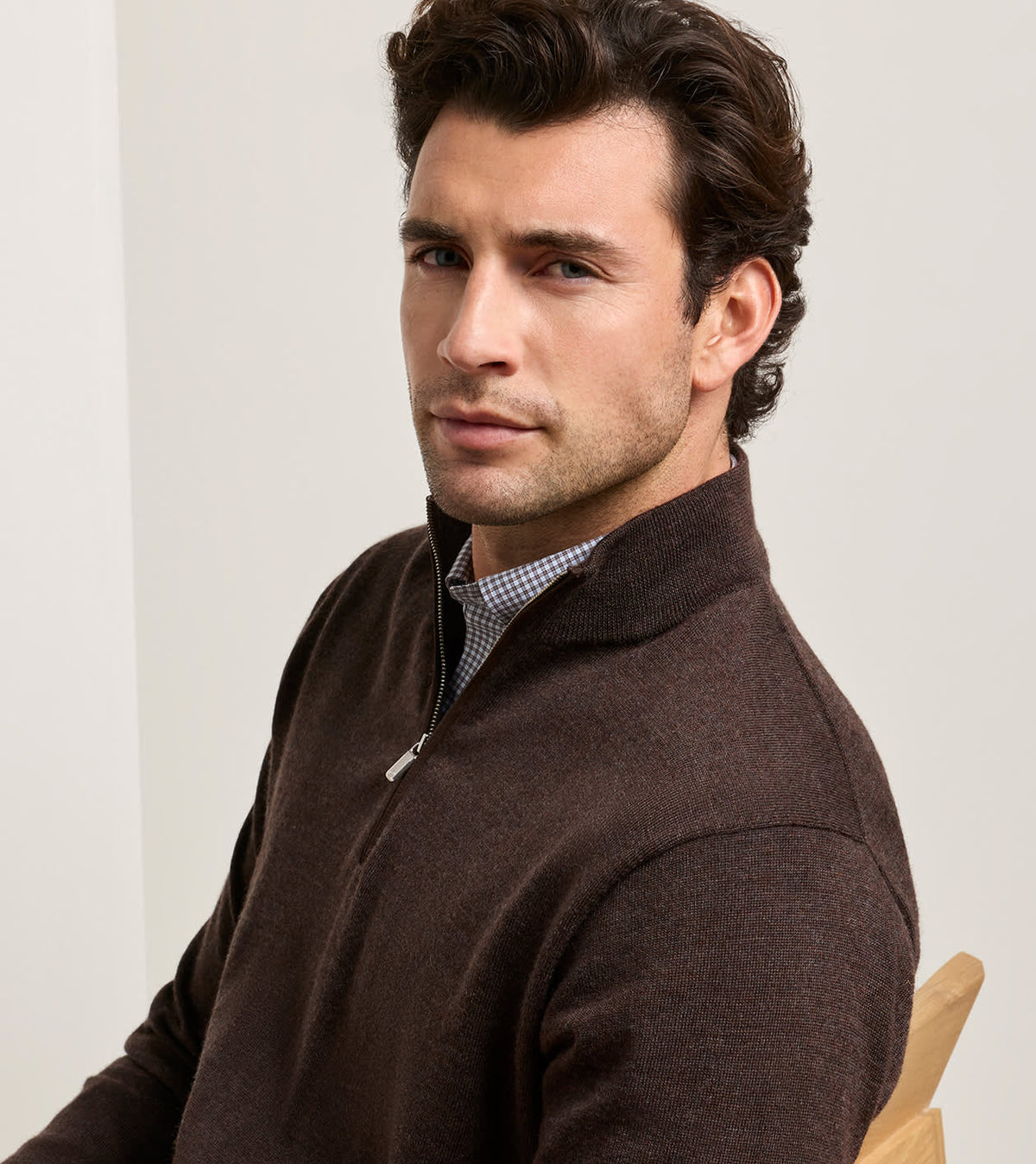 Autumn Crest Suede Trim Quarter-Zip French Press