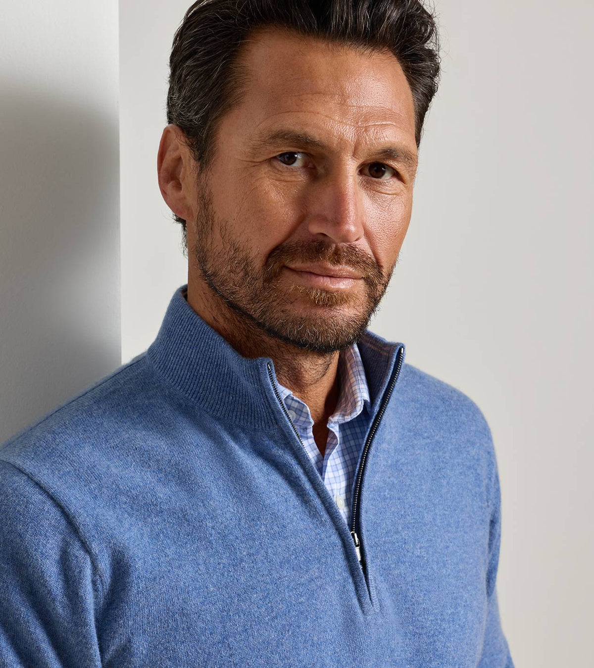 25th Anniversary Cashmere Quarter-Zip Sweater Astral Blue