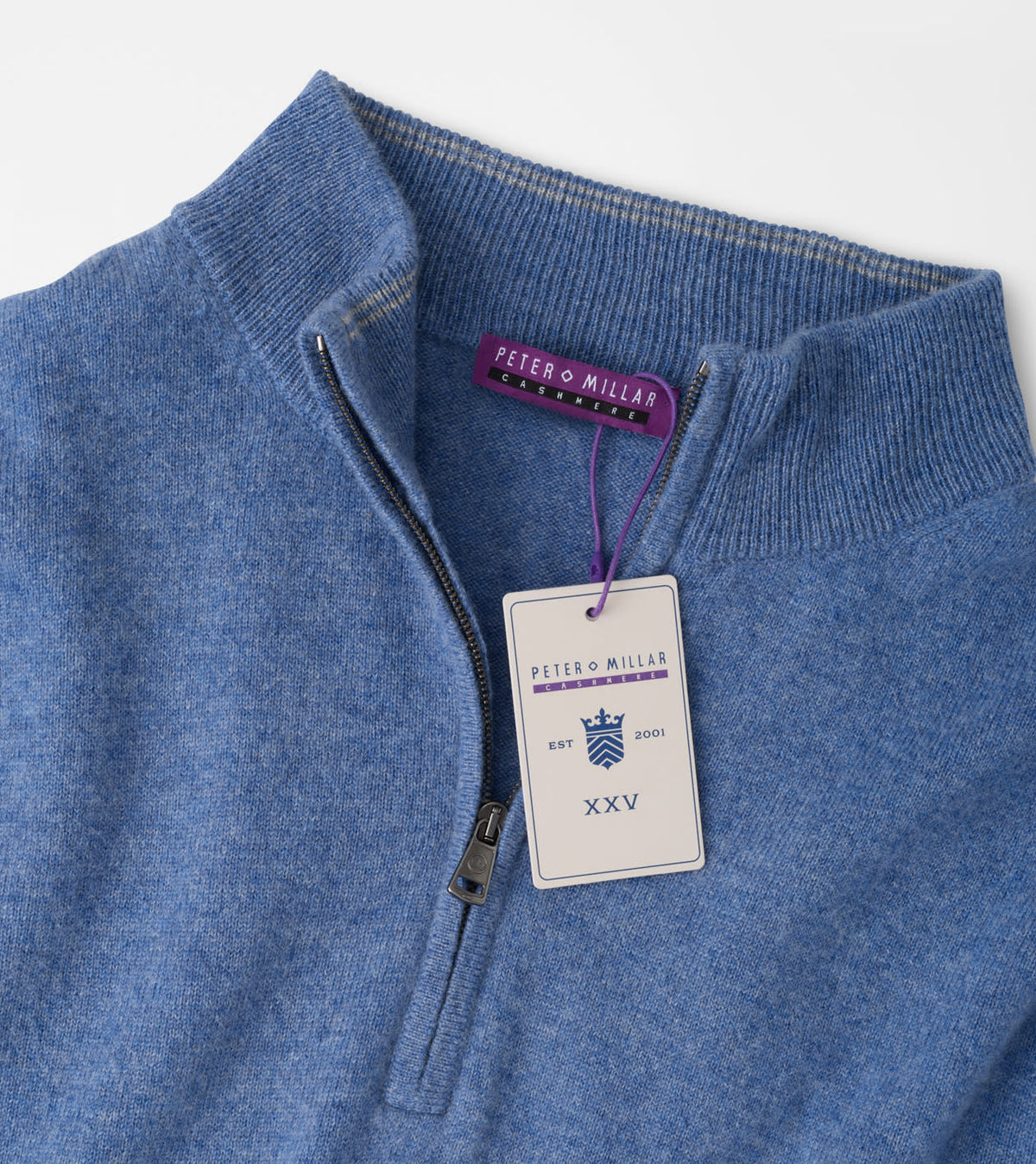 25th Anniversary Cashmere Quarter-Zip Sweater Astral Blue
