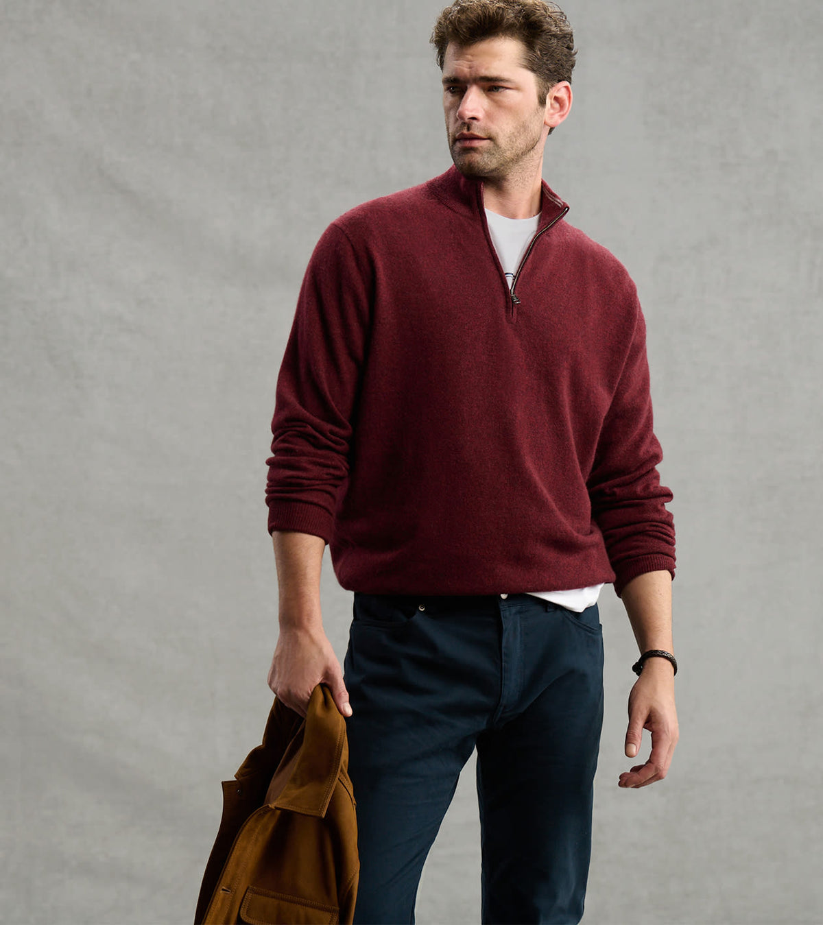 25th Anniversary Cashmere Quarter-Zip Sweater Bordeaux