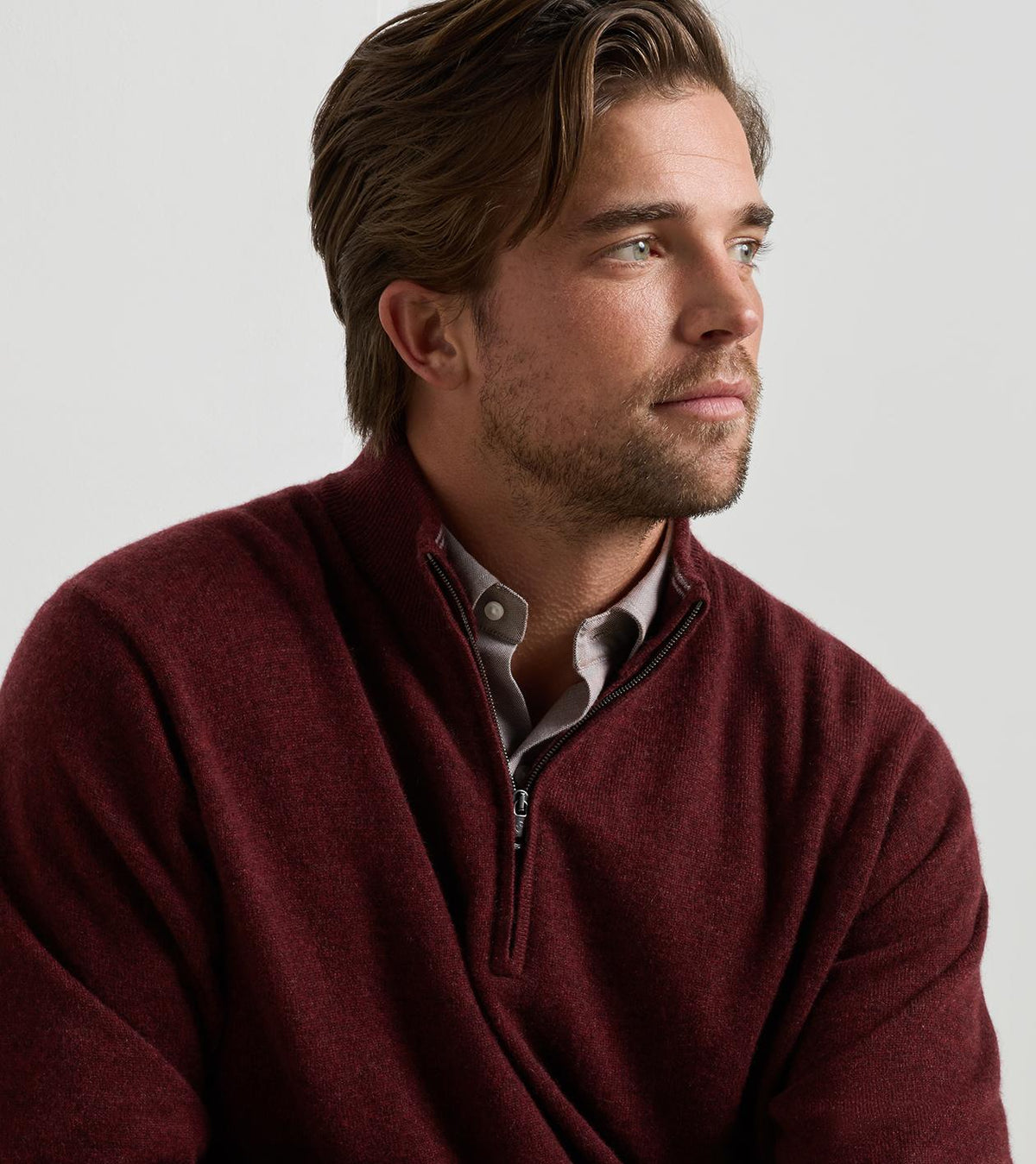25th Anniversary Cashmere Quarter-Zip Sweater Bordeaux