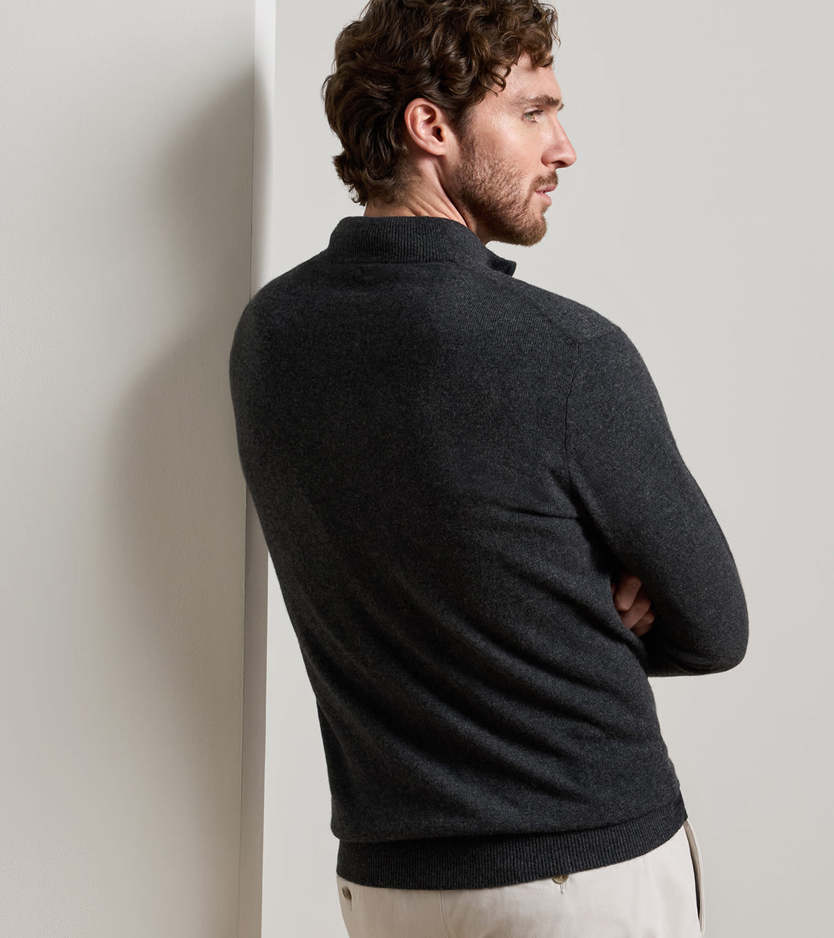 25th Anniversary Cashmere Quarter-Zip Sweater Charcoal