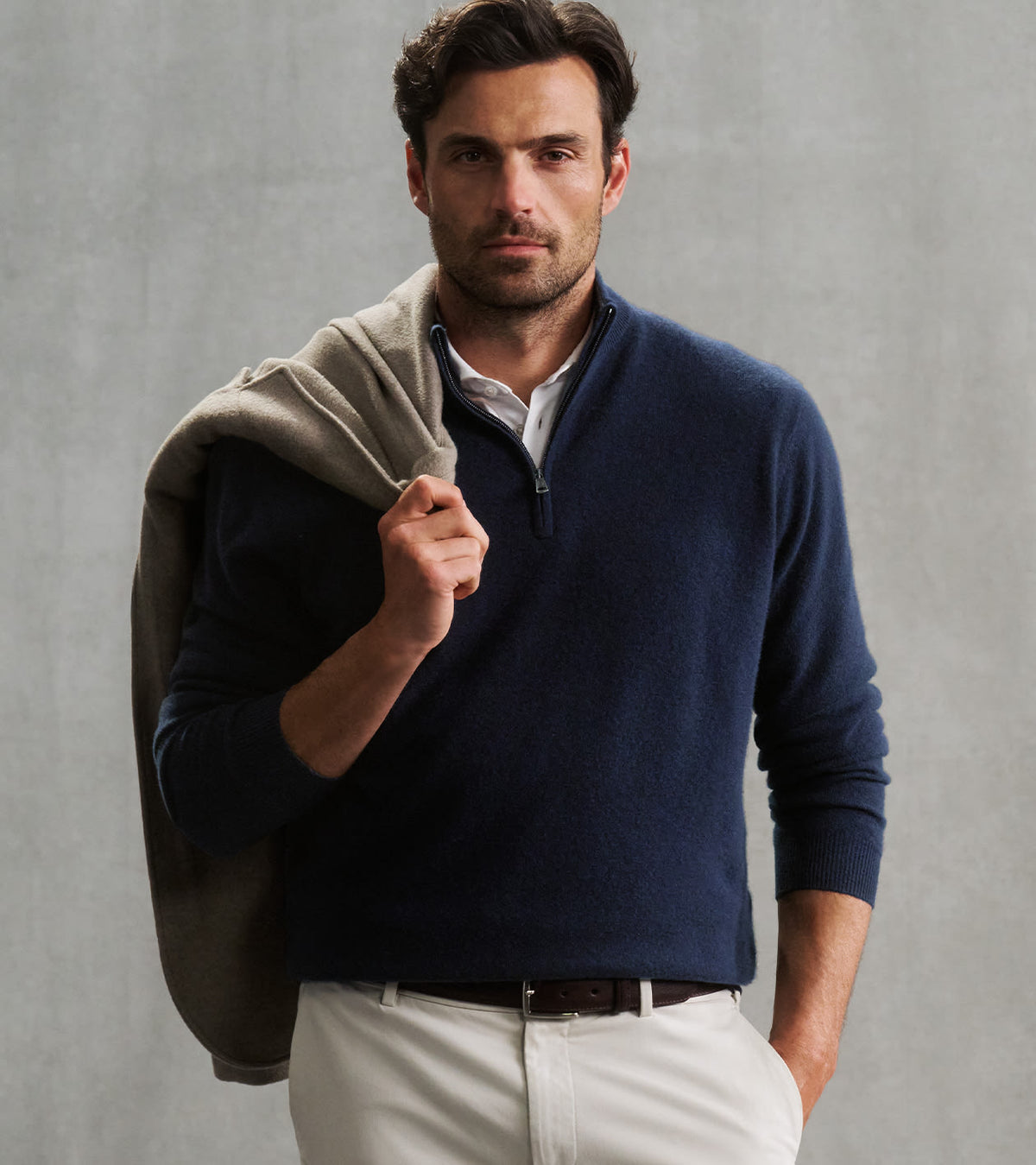 25th Anniversary Cashmere Quarter-Zip Sweater Navy