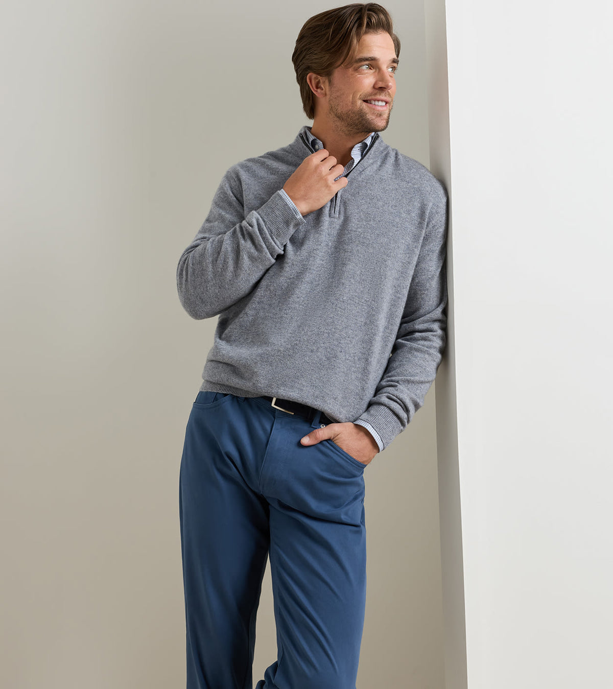 25th Anniversary Cashmere Quarter-Zip Sweater Oslo Grey