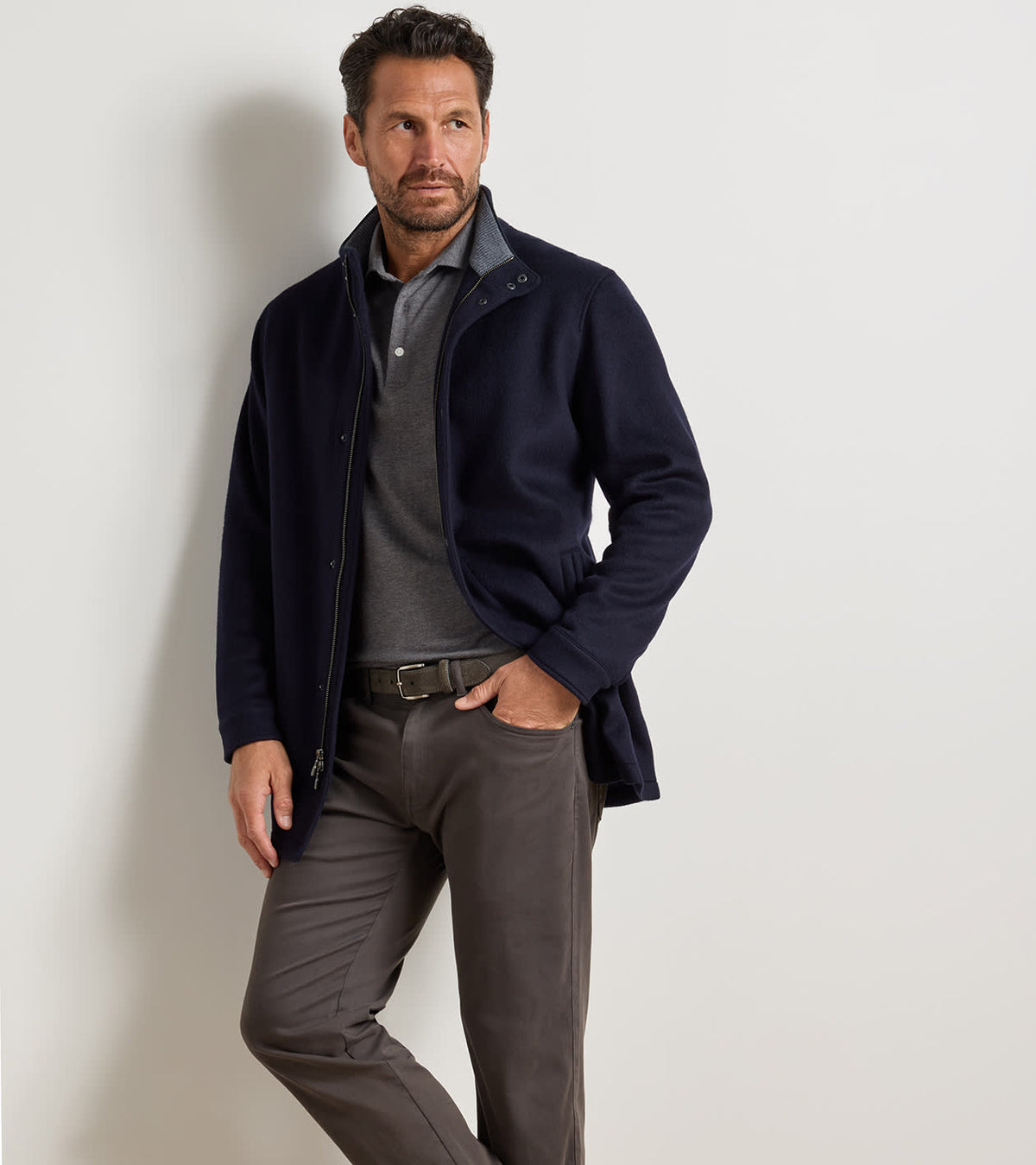 CROWN FLEX MERINO CITY COAT NAVY
