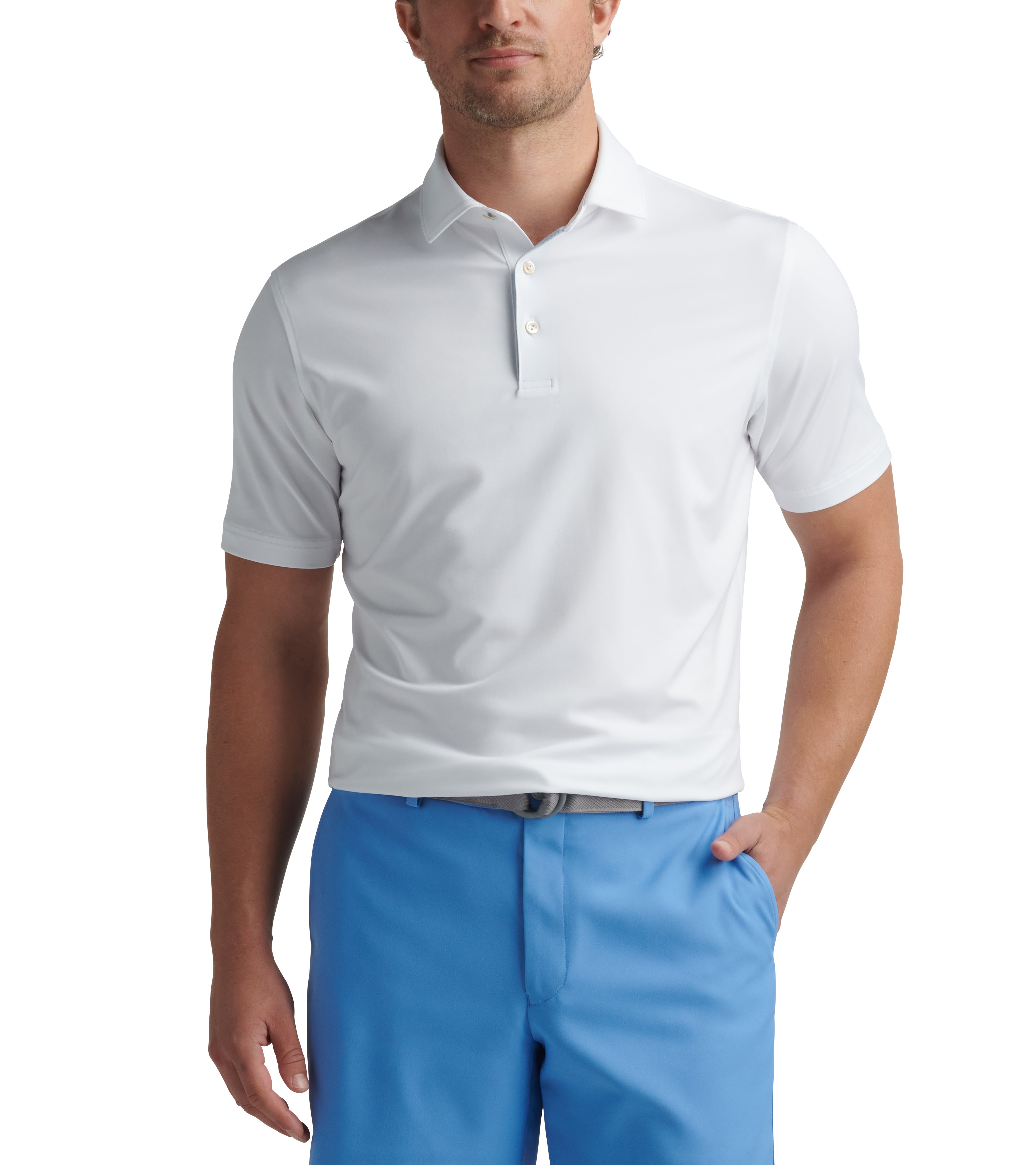 SOLID PERFORMANCE JERSEY POLO WHITE