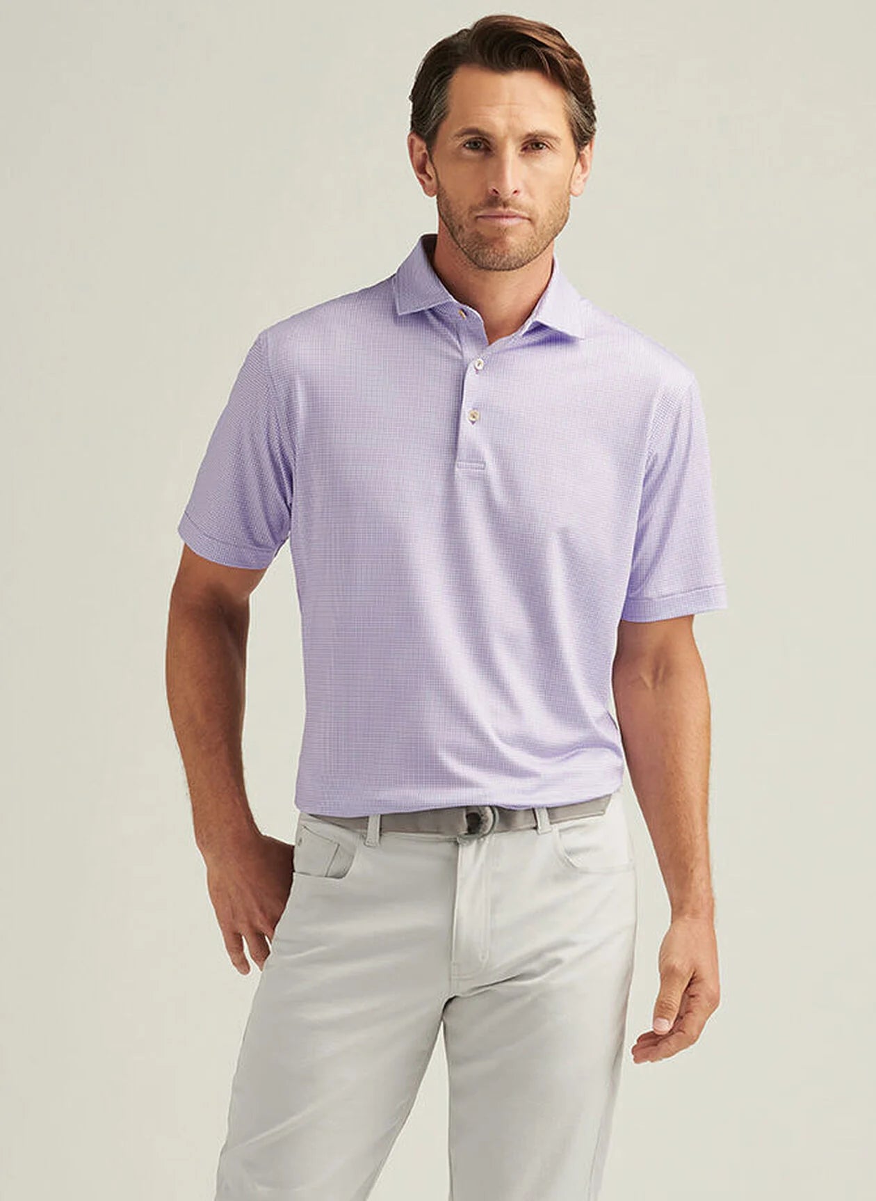 GINGHAM PERFORMANCE JERSEY POLO ULTRA VIOLET