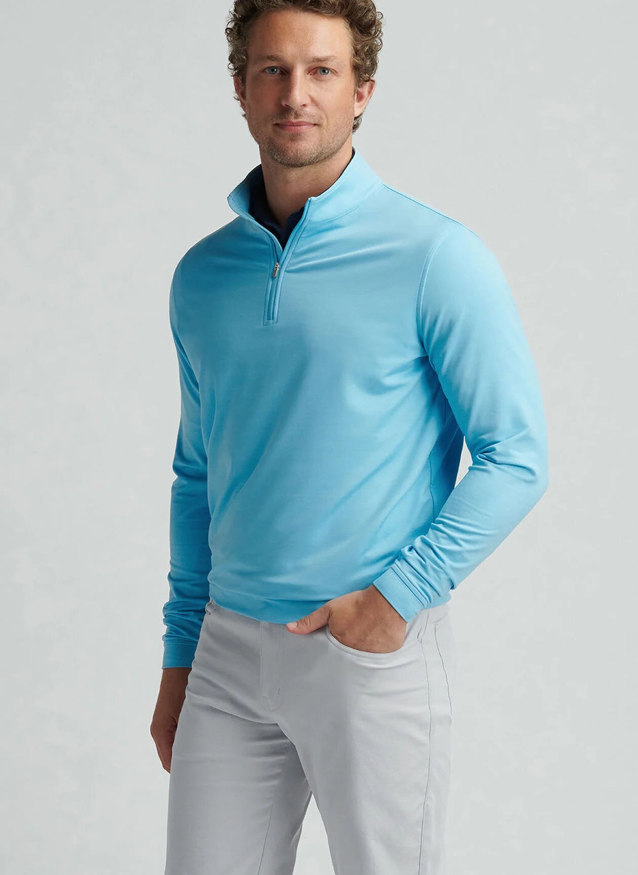 PERTH MELANGE PERFORMANCE QUARTER-ZIP MAYA BLUE