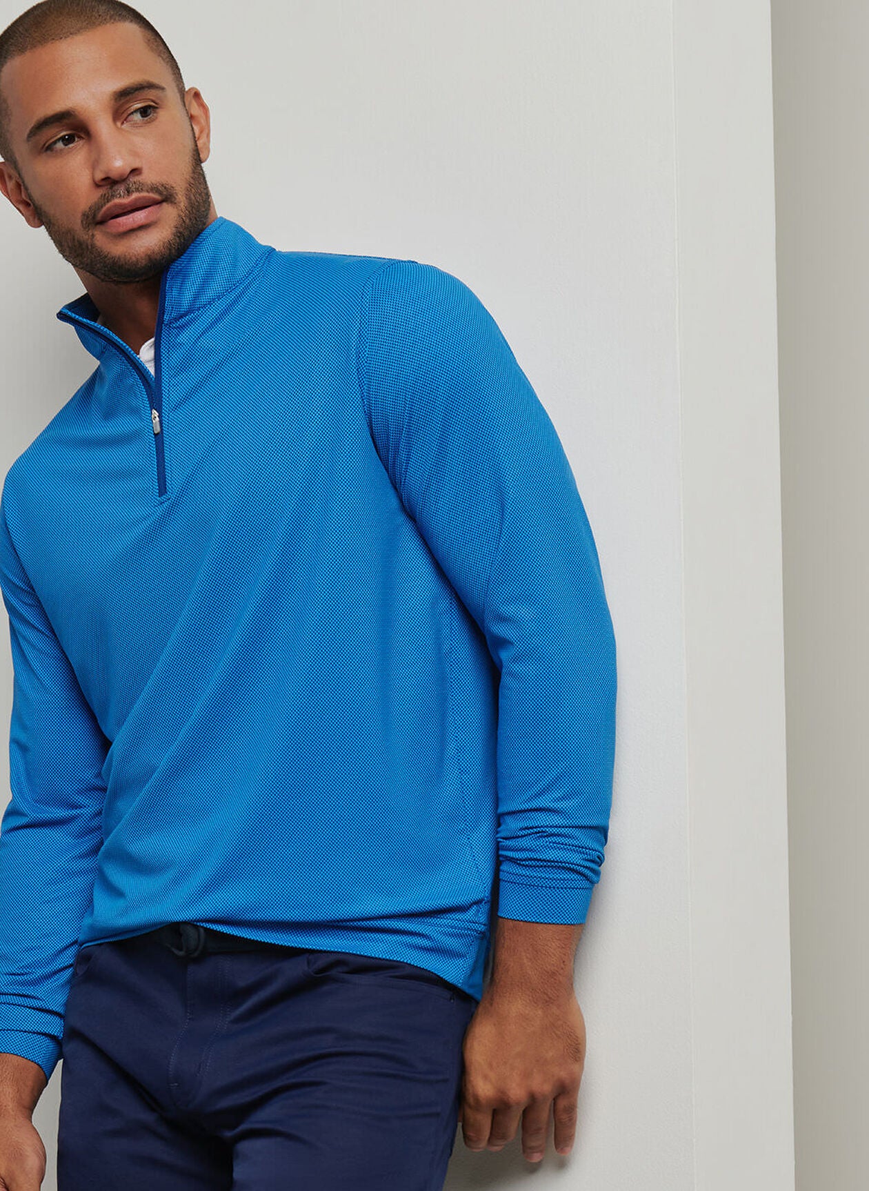 PERTH BIRDSEYE PERFORMANCE QUARTER-ZIP SPORT NAVY