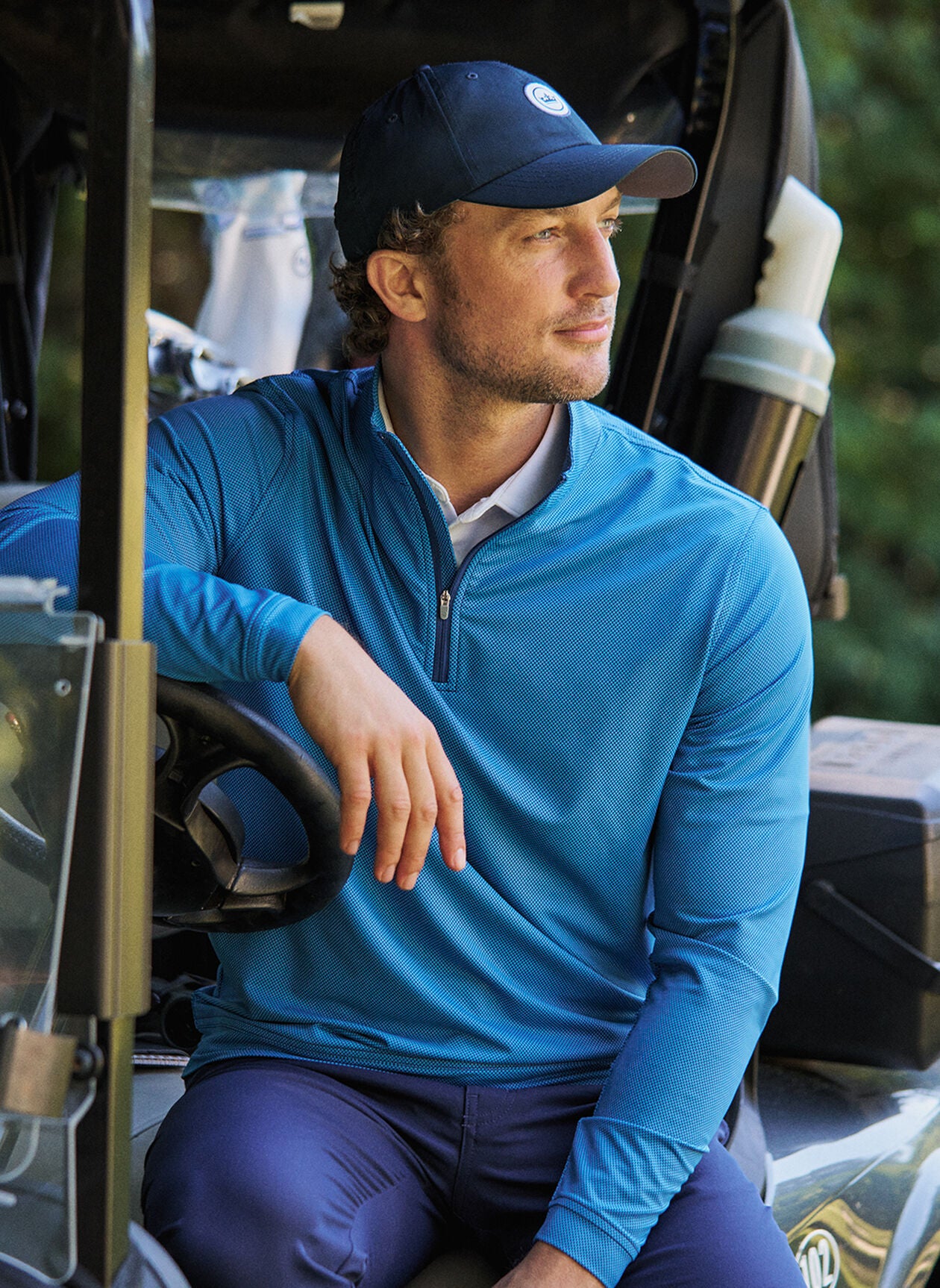 PERTH BIRDSEYE PERFORMANCE QUARTER-ZIP SPORT NAVY