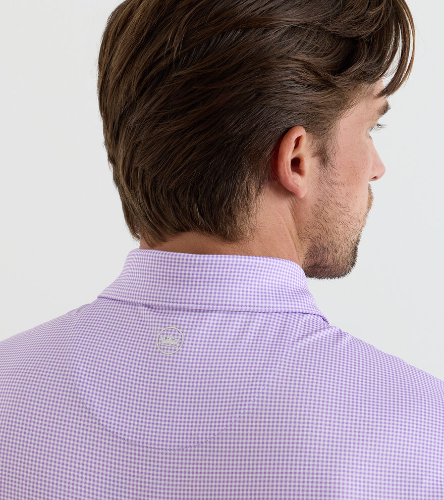 Gingham Performance Jersey Polo Purple Iris