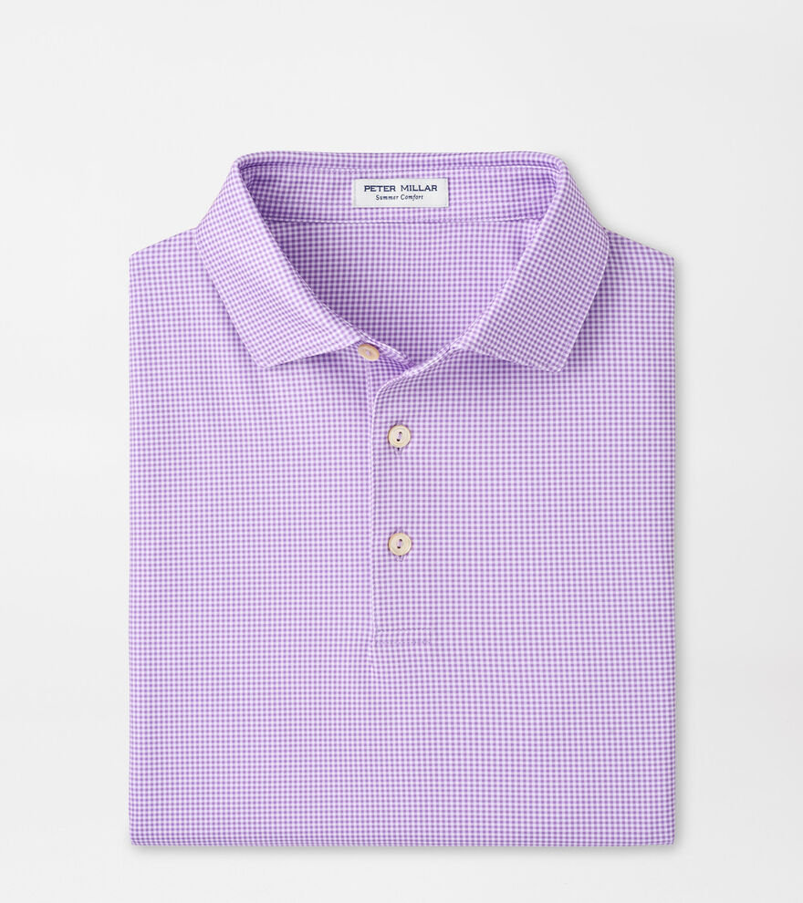 Gingham Performance Jersey Polo Purple Iris
